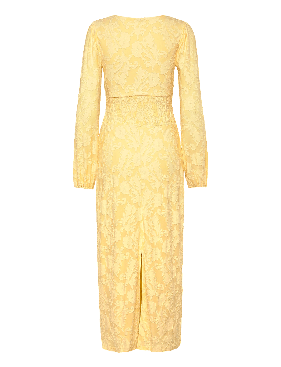 Bubbleroom - Structure Floral Smock Maxi Dress - sommarklänningar - light yellow - 2