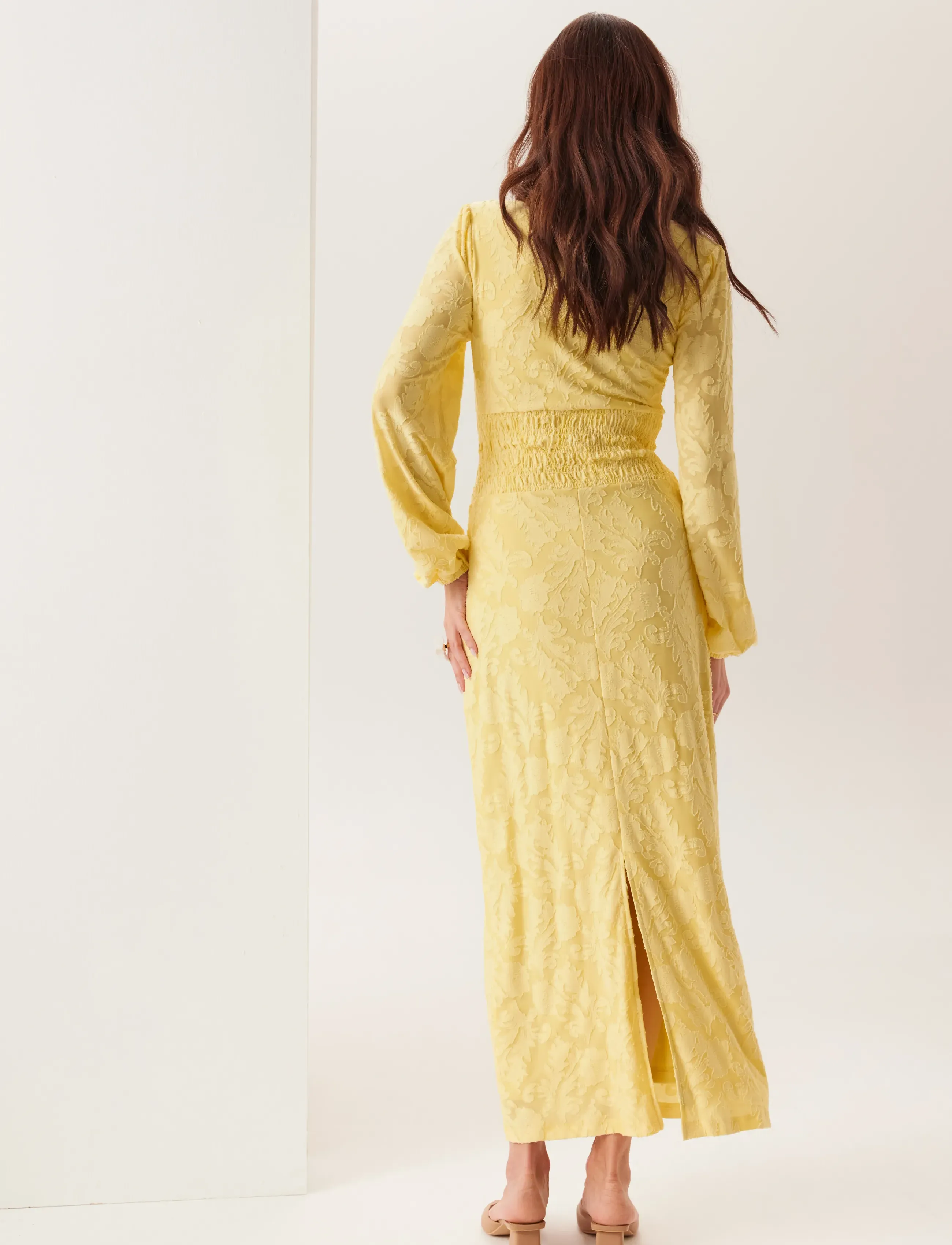 Bubbleroom - Structure Floral Smock Maxi Dress - summer dresses - light yellow - 3