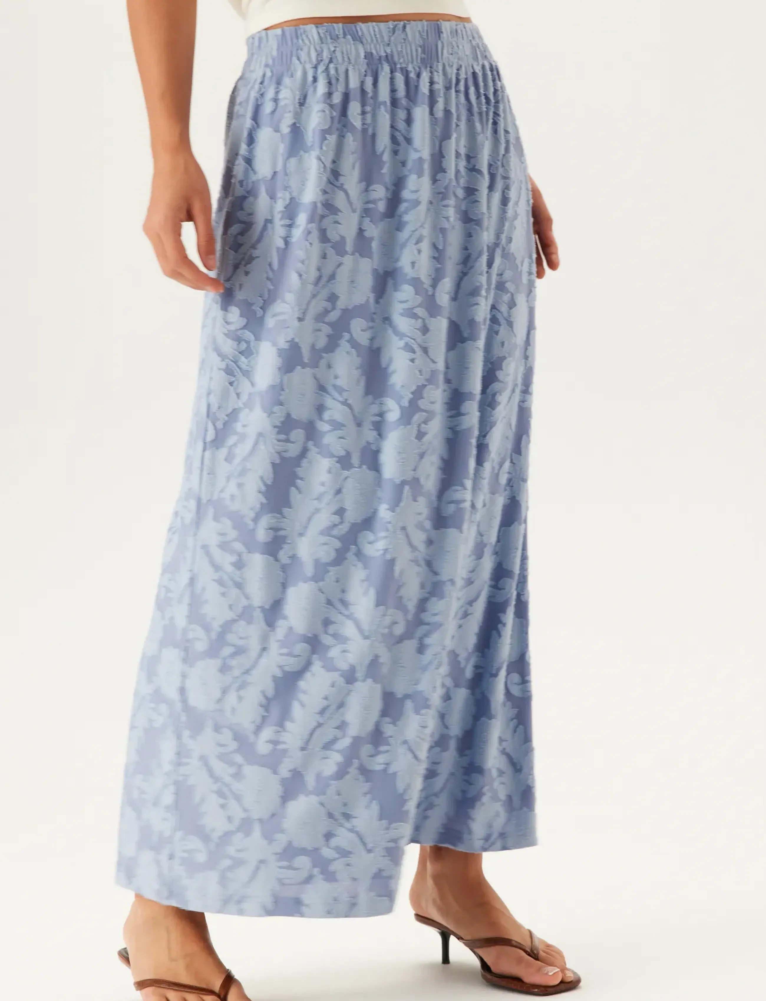 Bubbleroom - Structure Floral Maxi Skirt - die niedrigsten preise - light blue - 3