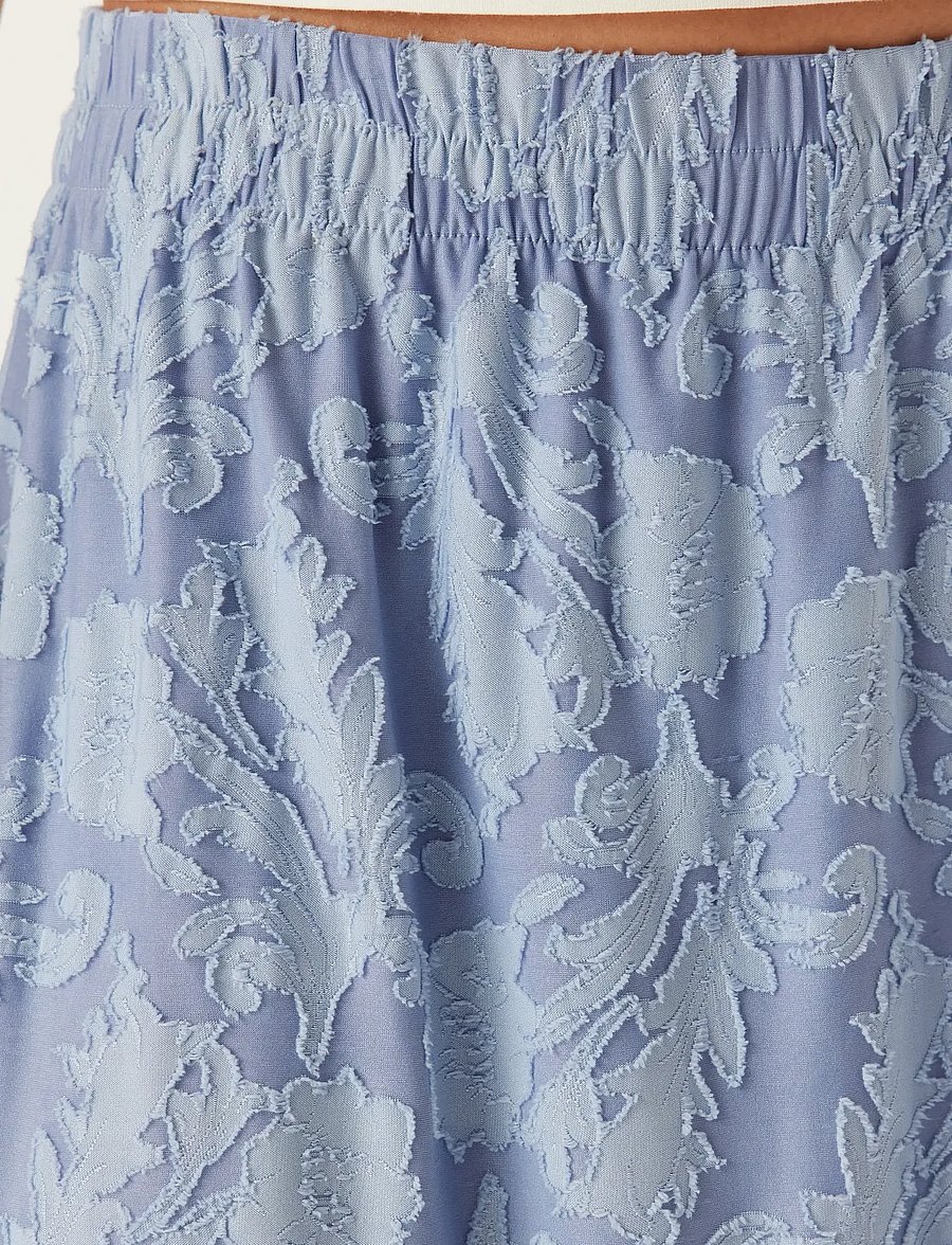 Bubbleroom - Structure Floral Maxi Skirt - maxi röcke - light blue - 4