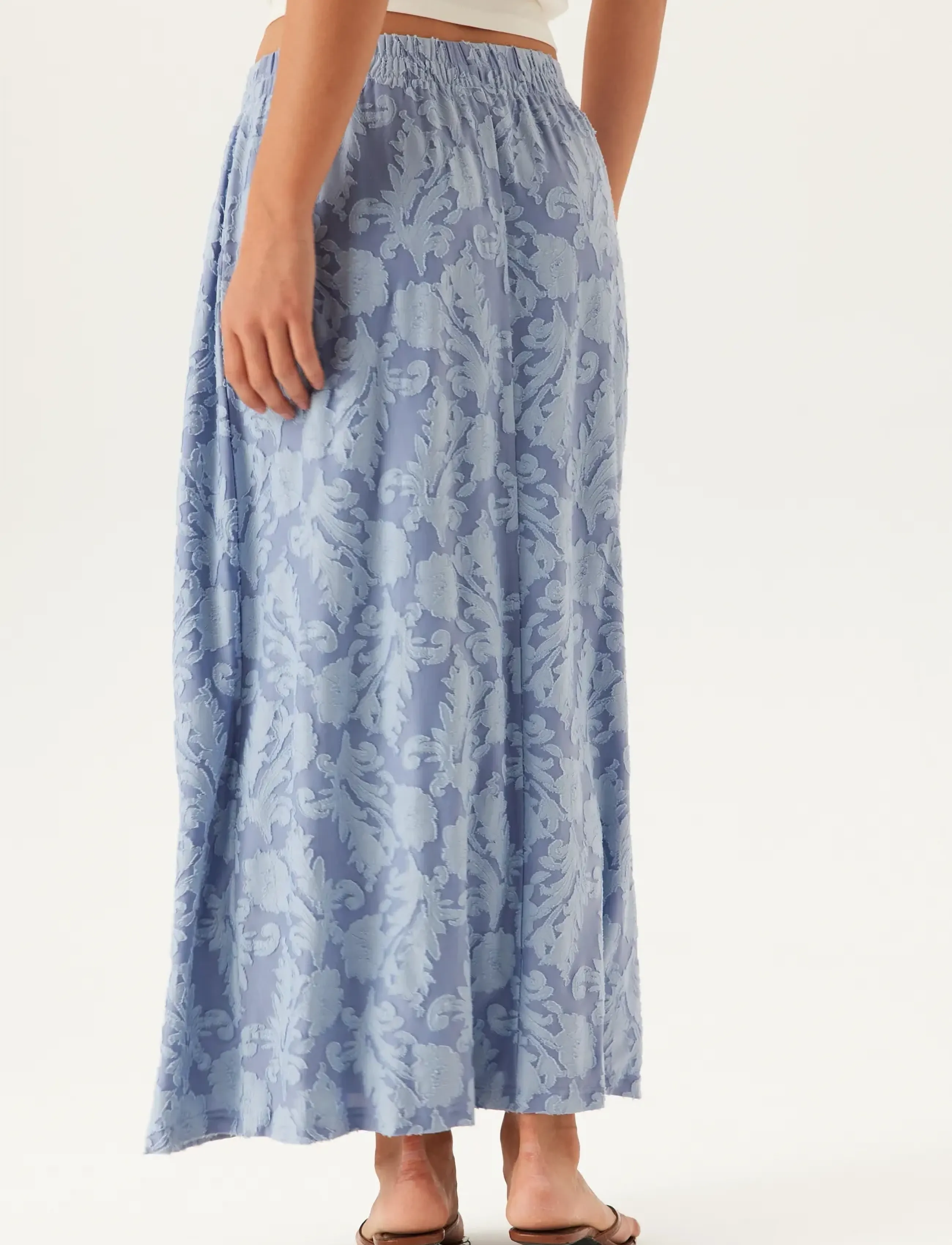 Bubbleroom - Structure Floral Maxi Skirt - die niedrigsten preise - light blue - 5
