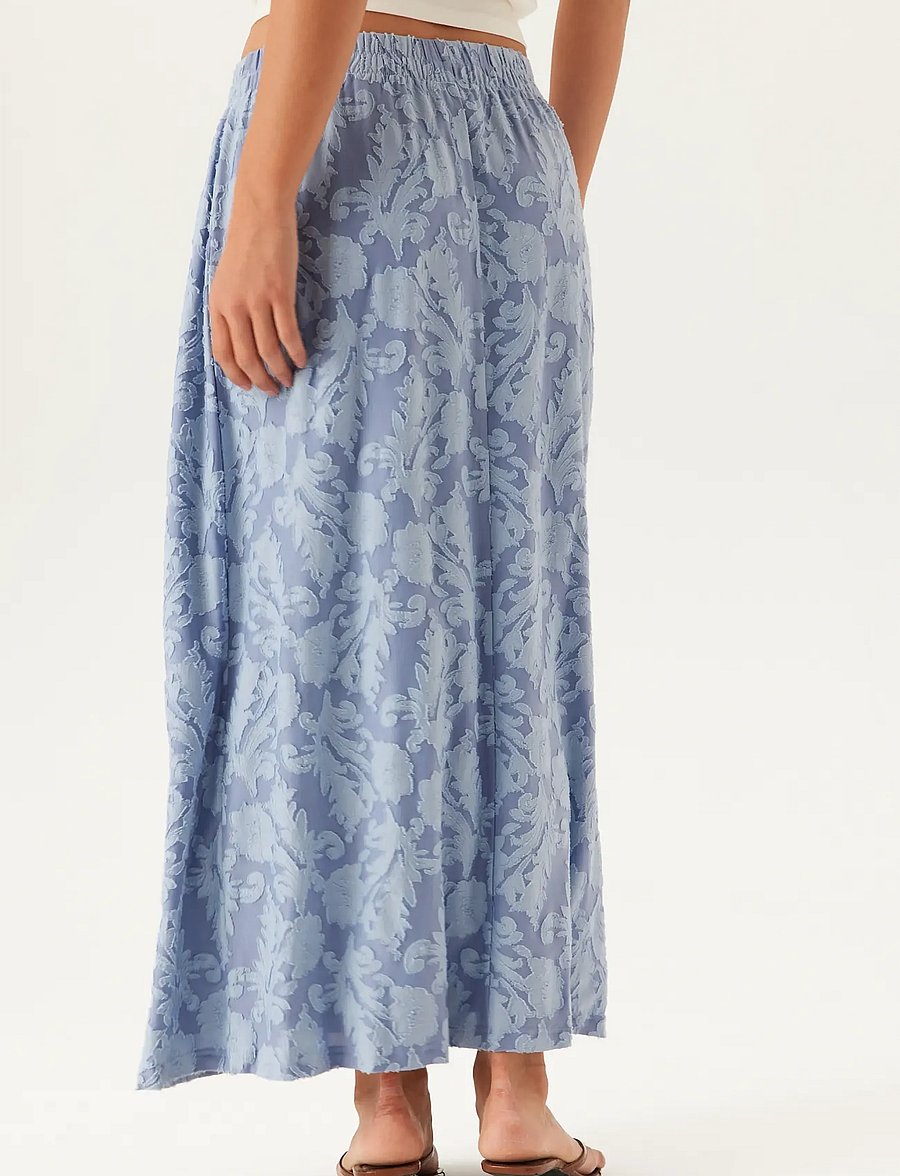 Bubbleroom - Structure Floral Maxi Skirt - maxi röcke - light blue - 5