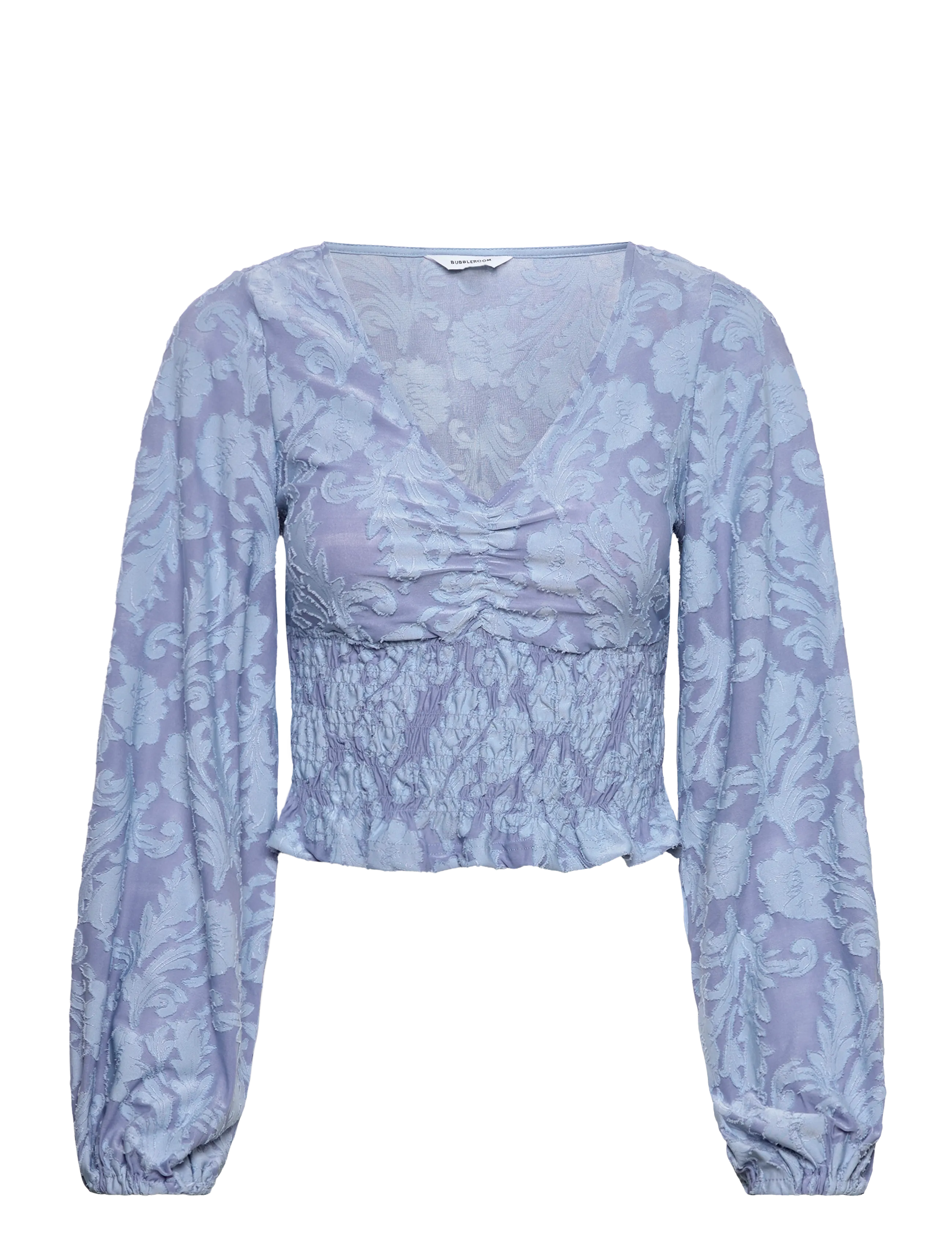 Bubbleroom Structure Floral Smock Top - Nouveautes - LIGHT BLUE / blue