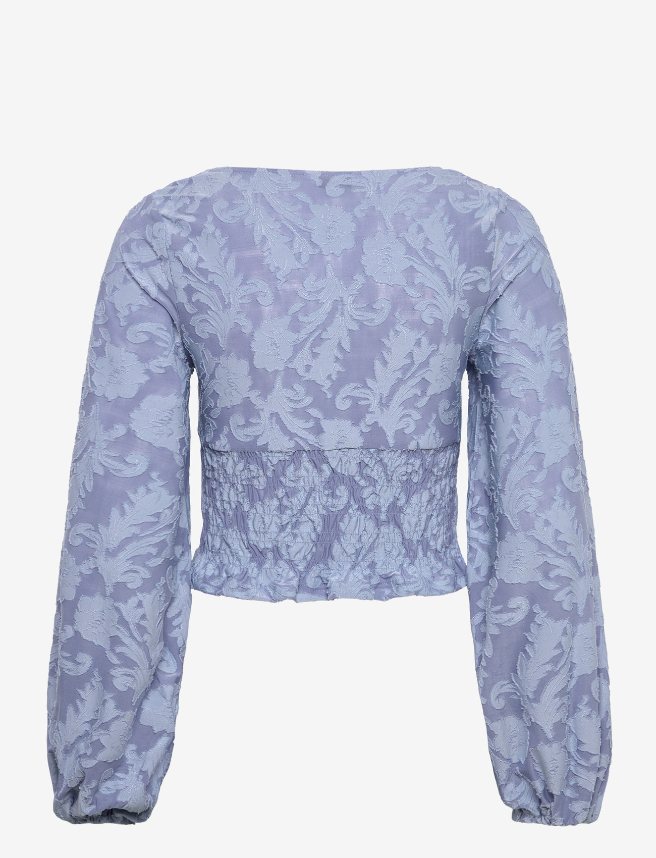 Bubbleroom - Structure Floral Smock Top - pikkade varrukatega pluusid - light blue - 2