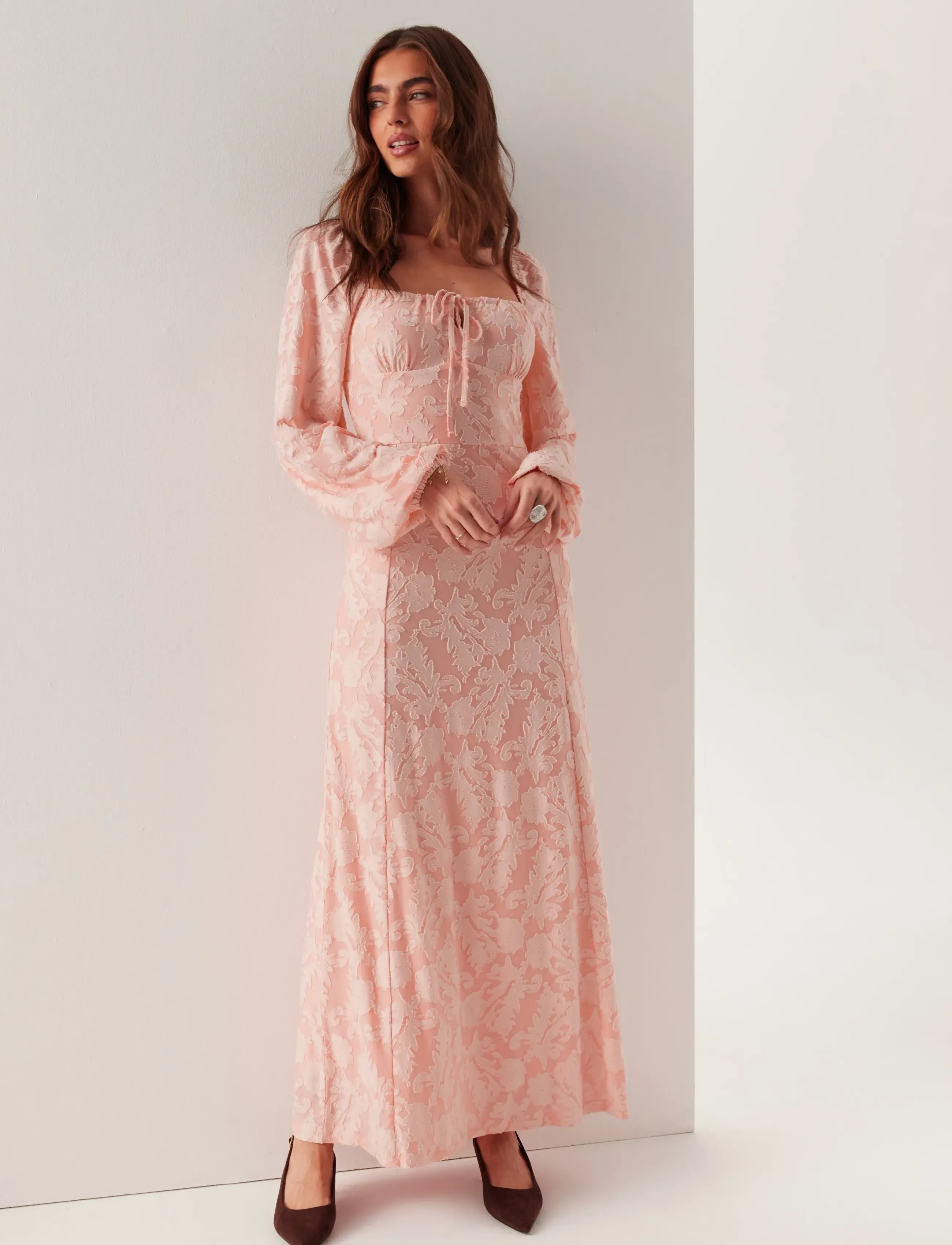 Bubbleroom Floral Structure Dress, XL, Dresses, Rosa - Knee-length & Midi, Frauen