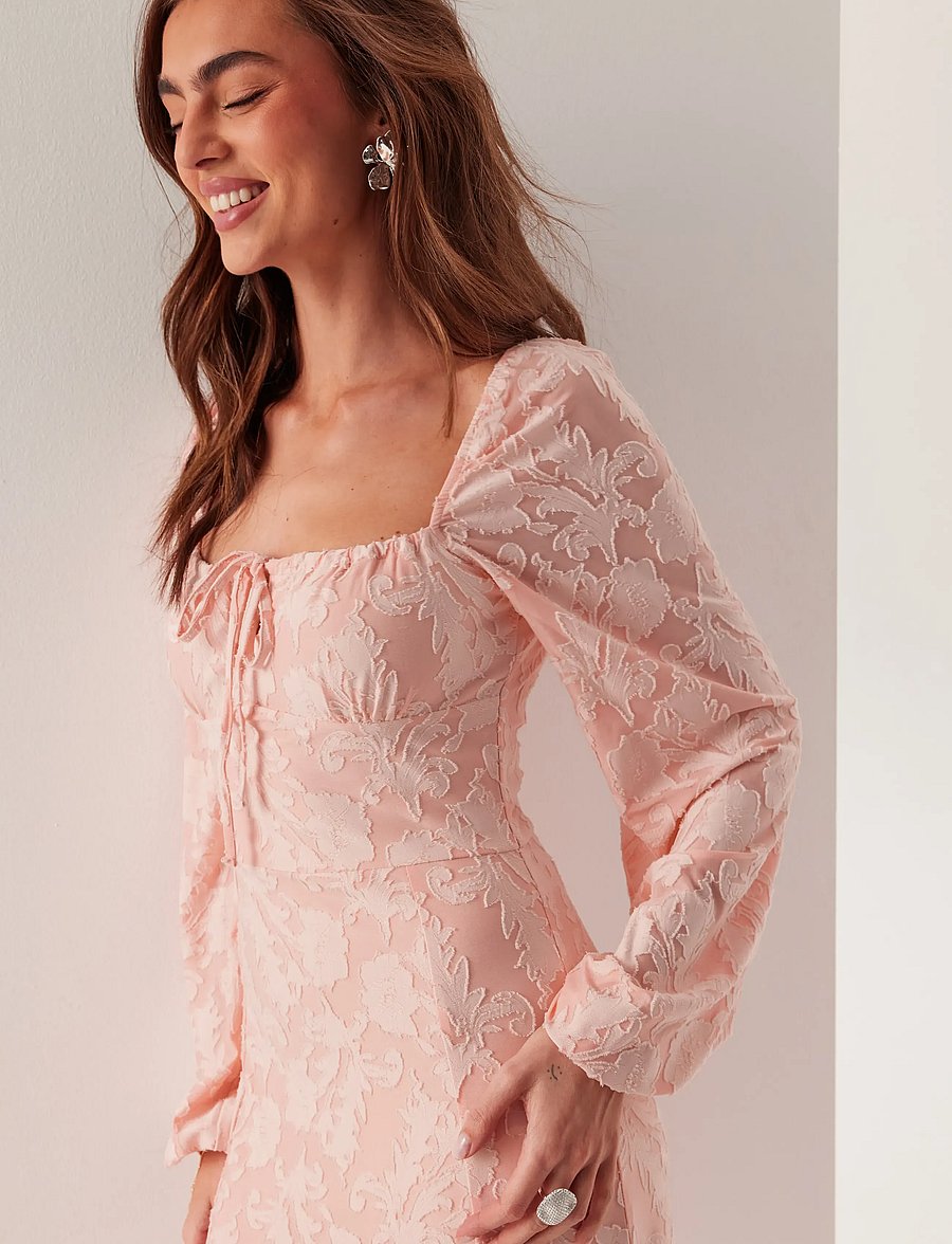Bubbleroom - Floral Structure Dress - sommerkleider - light pink - 3