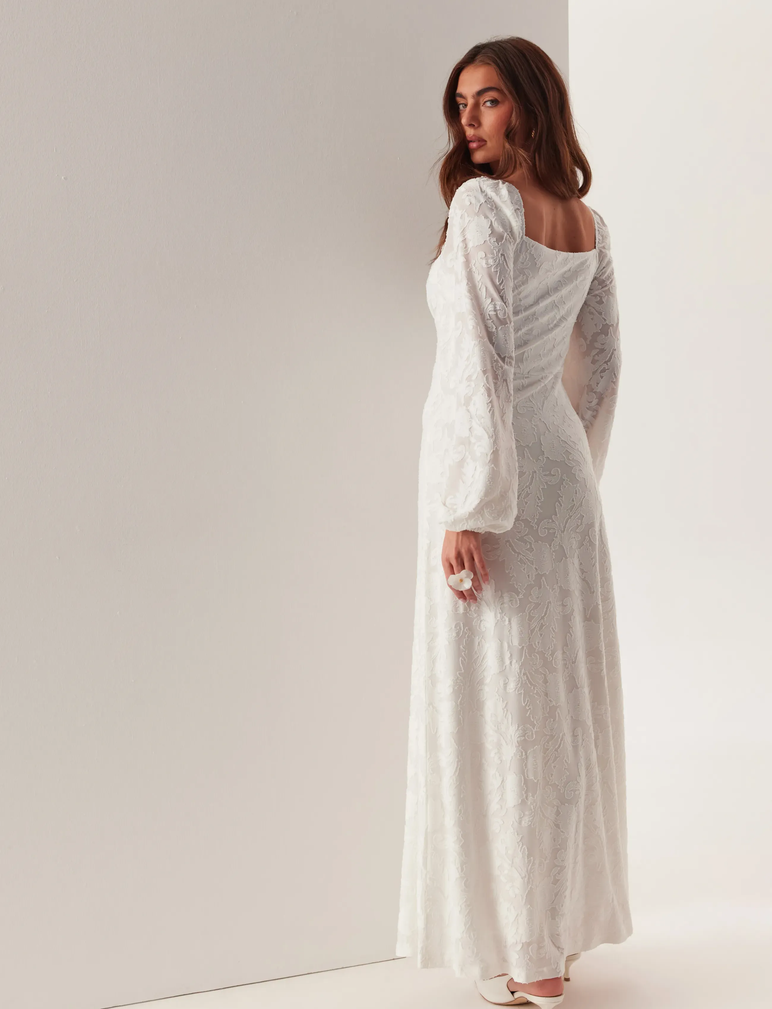 Bubbleroom - Floral Structure Dress - sommarklänningar - white - 5
