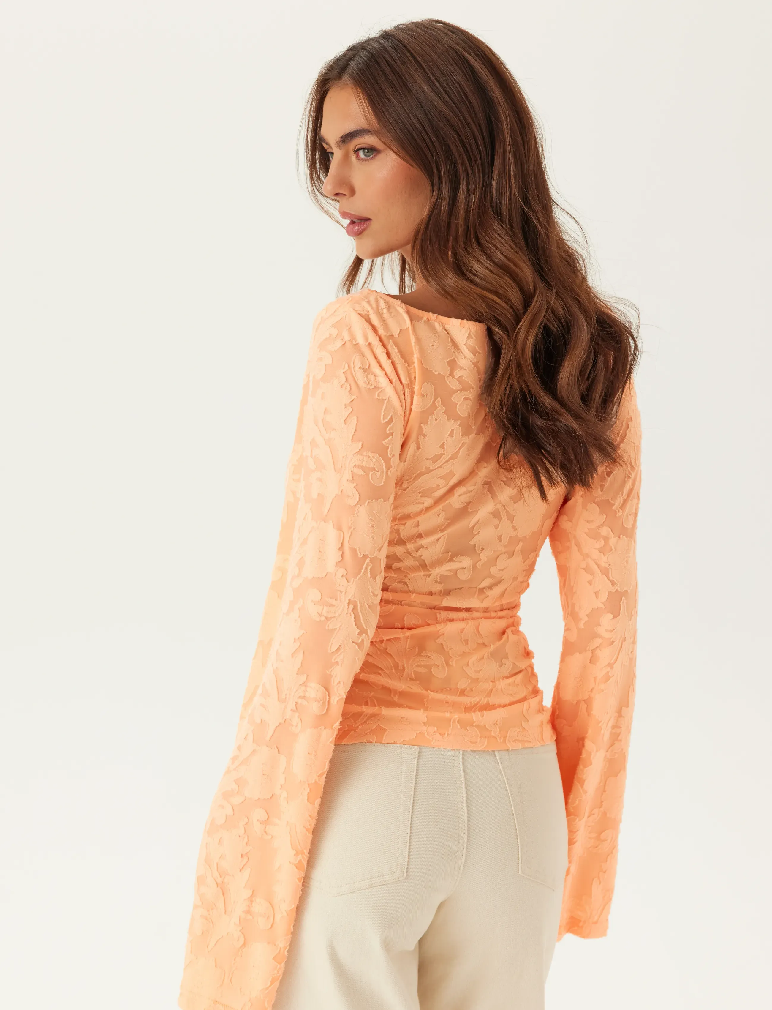 Bubbleroom - Structure Top - långärmade toppar - peach - 3