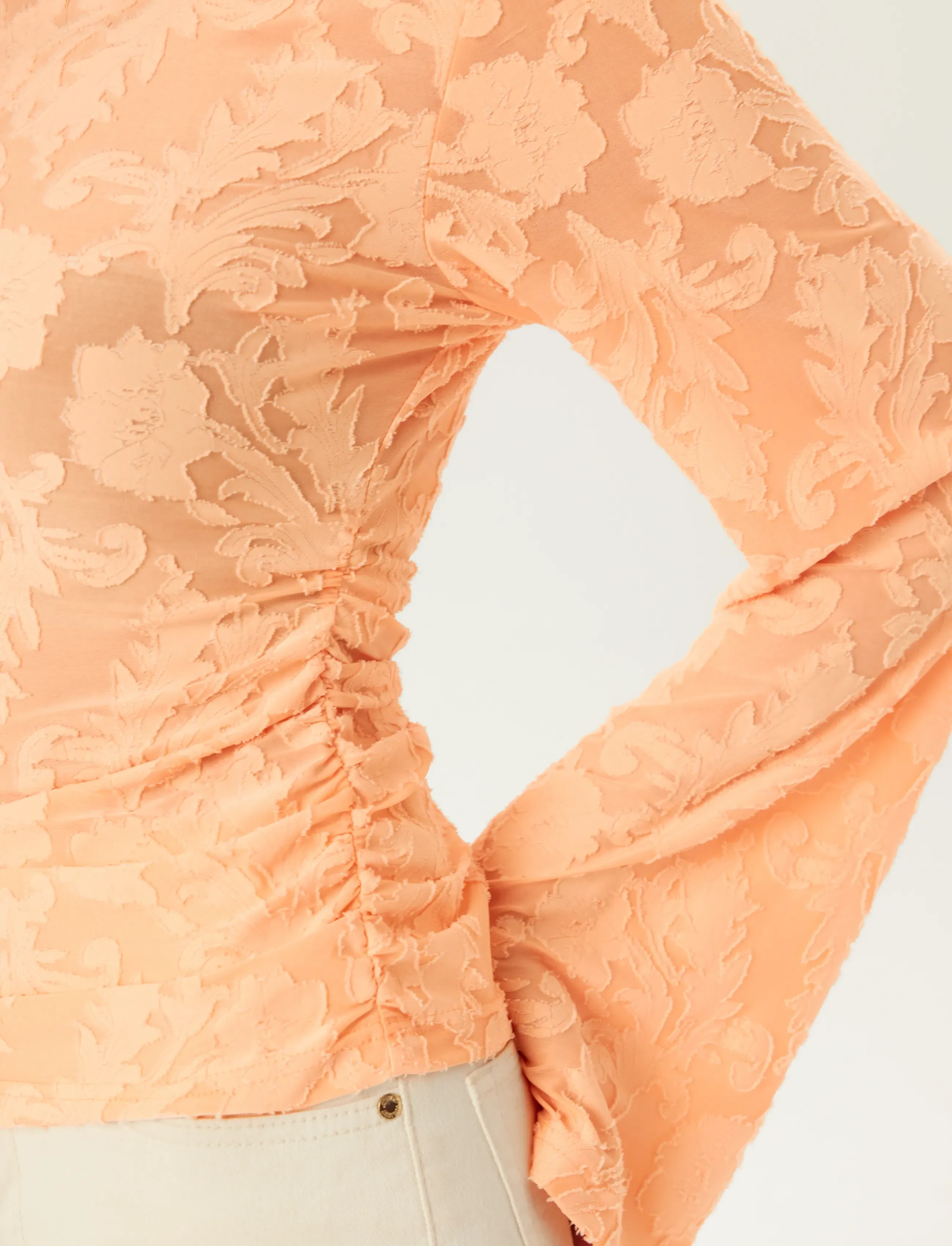 Bubbleroom - Structure Top - långärmade toppar - peach - 4