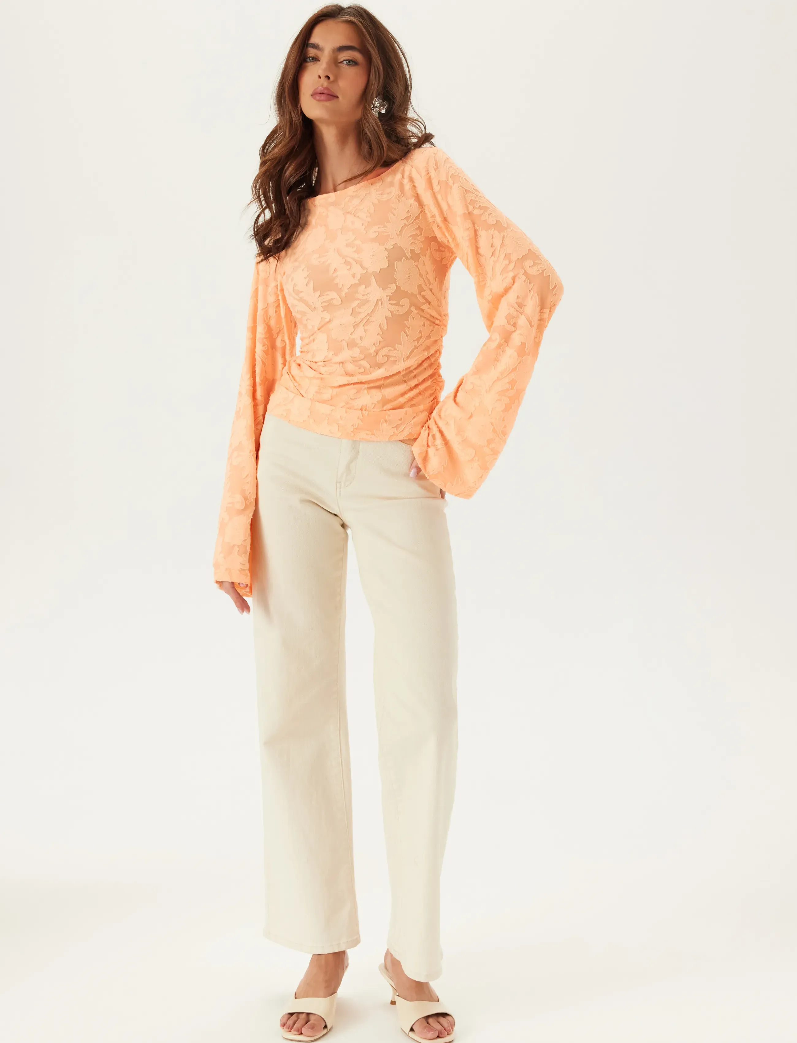 Bubbleroom - Structure Top - långärmade toppar - peach - 5
