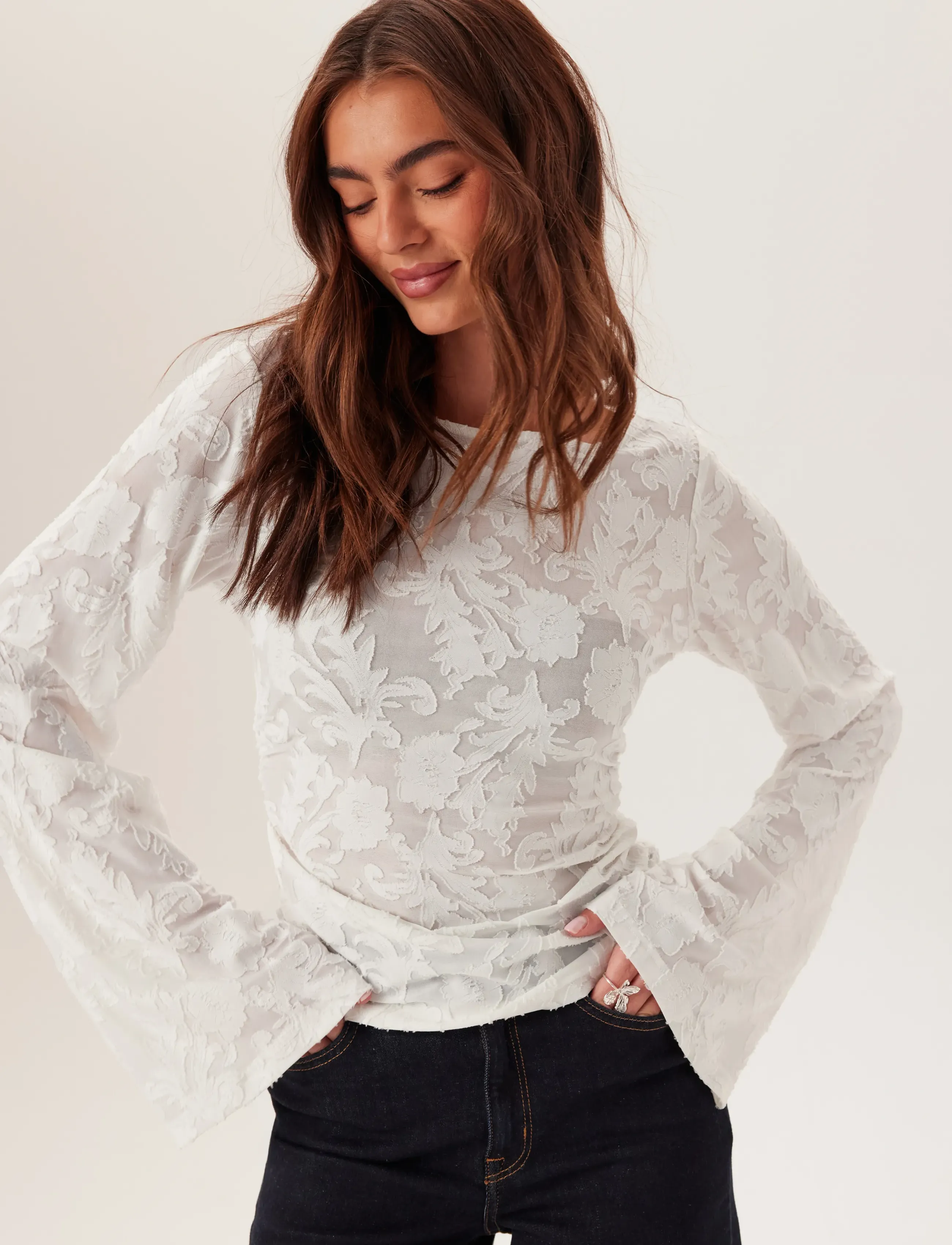 Bubbleroom Structure Top - T-Shirts & Tops - WHITE / white
