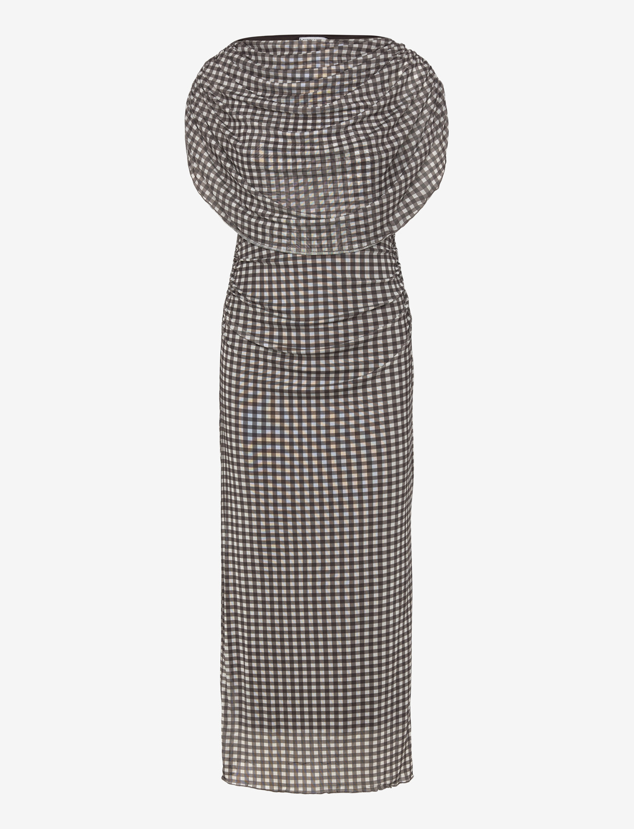 Bubbleroom - Cape Mesh Ankle Dress - sukienki wieczorowe - brown/checked - 1