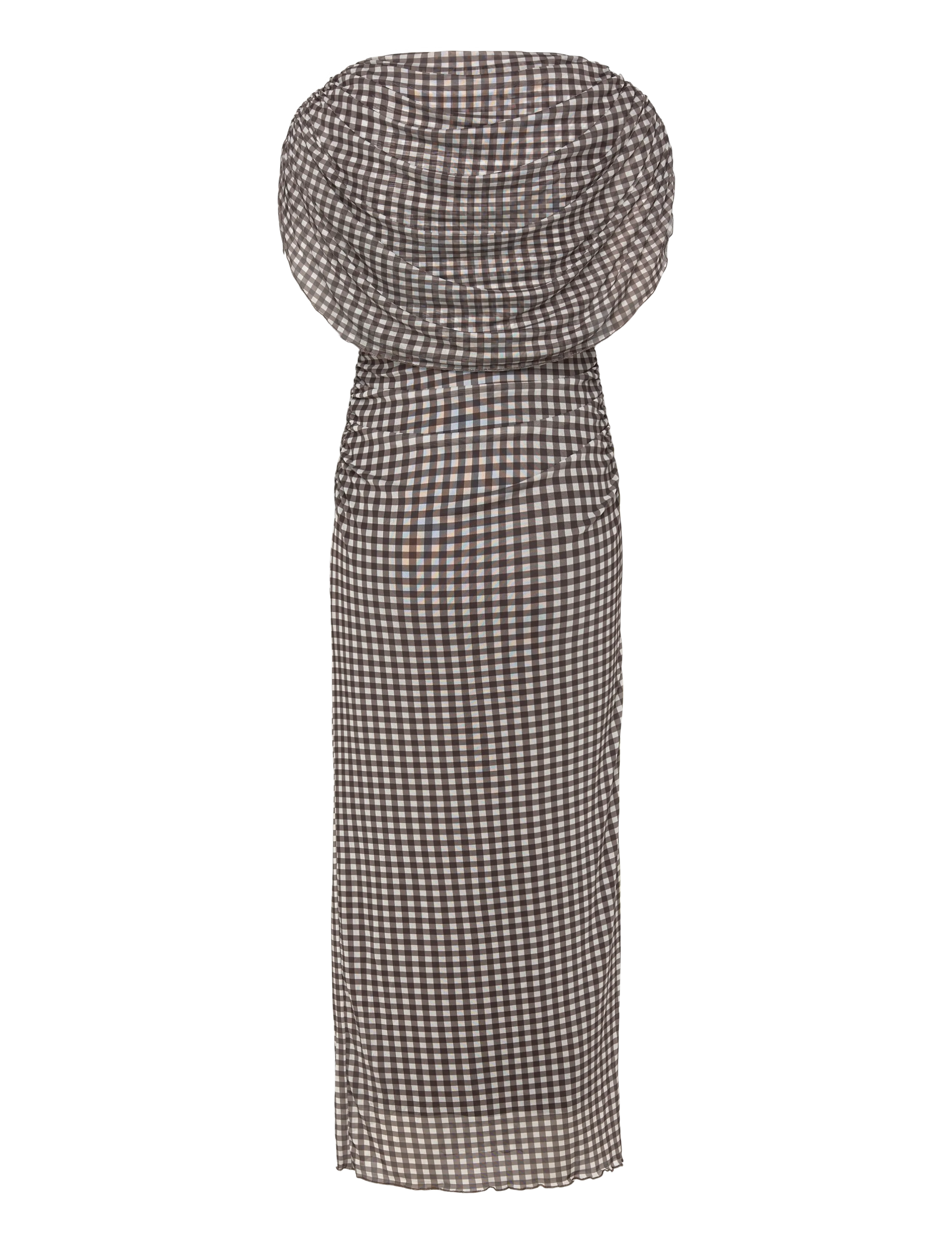 Bubbleroom - Cape Mesh Ankle Dress - aftonklänningar - brown/checked - 2