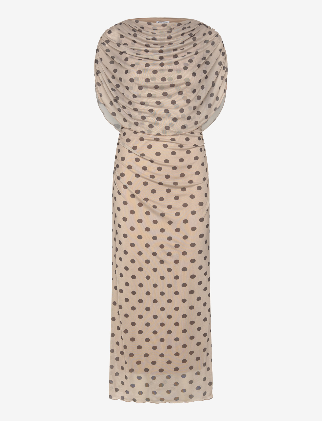 Bubbleroom - Cape Mesh Ankle Dress - abendkleider - light beige/dotted - 1