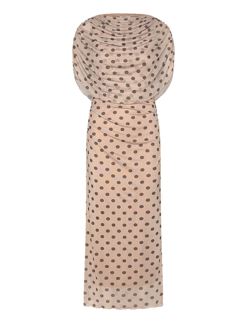 Bubbleroom - Cape Mesh Ankle Dress - abendkleider - light beige/dotted - 1