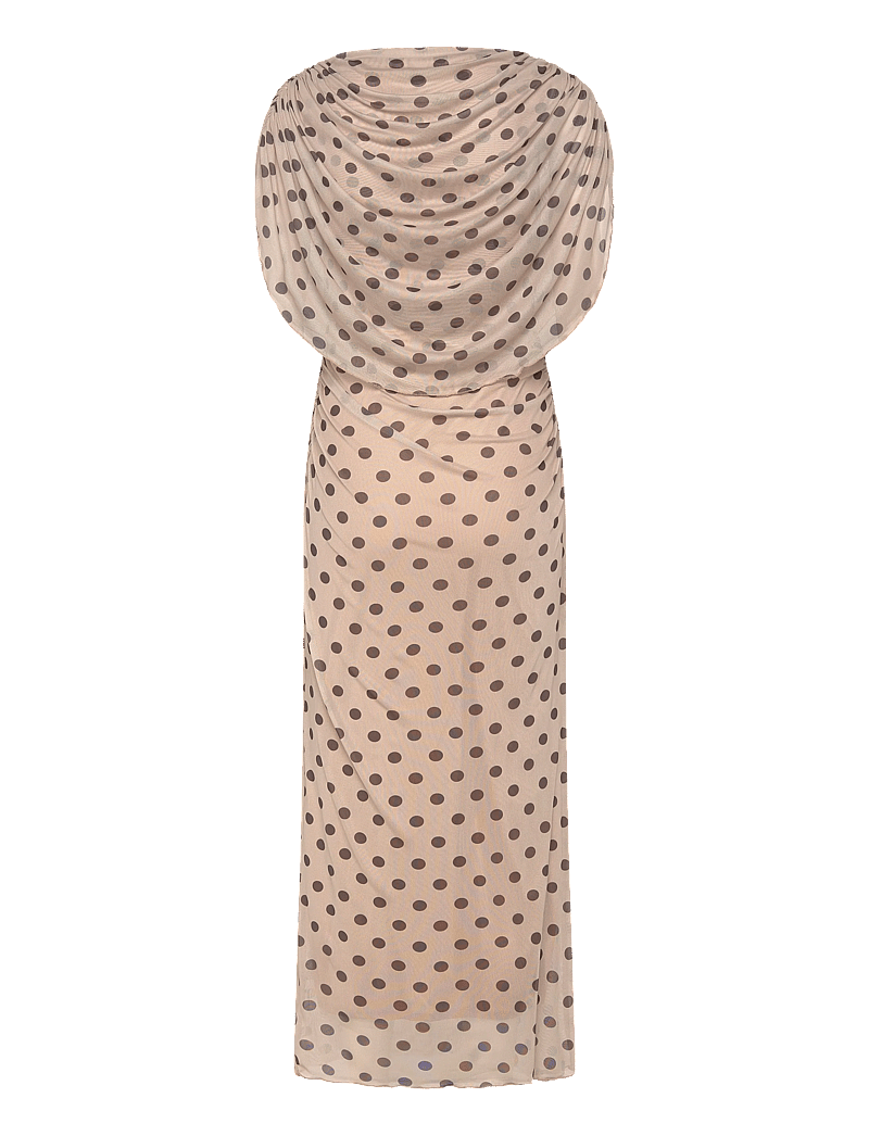 Bubbleroom - Cape Mesh Ankle Dress - abendkleider - light beige/dotted - 2