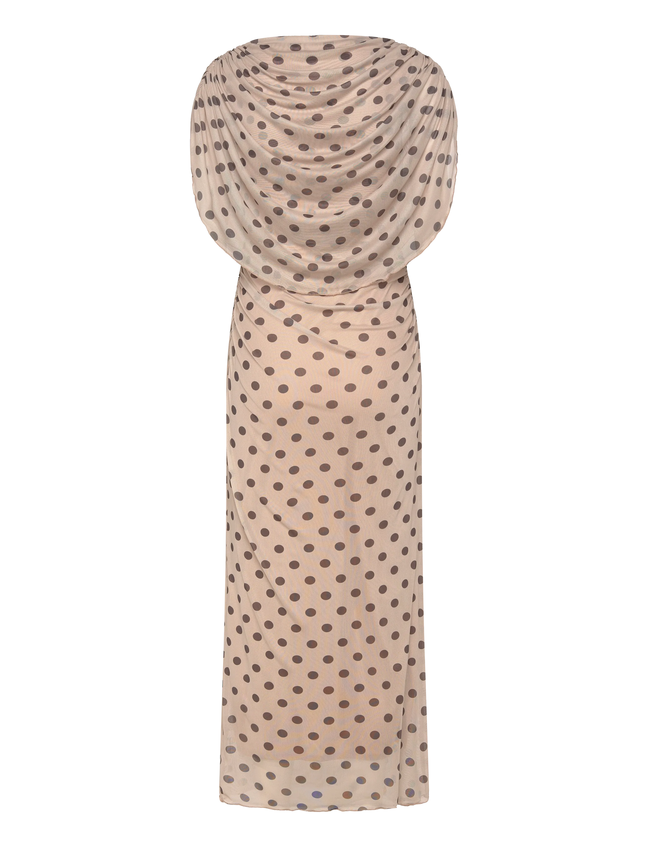 Bubbleroom - Cape Mesh Ankle Dress - Õhtukleidid - light beige/dotted - 2