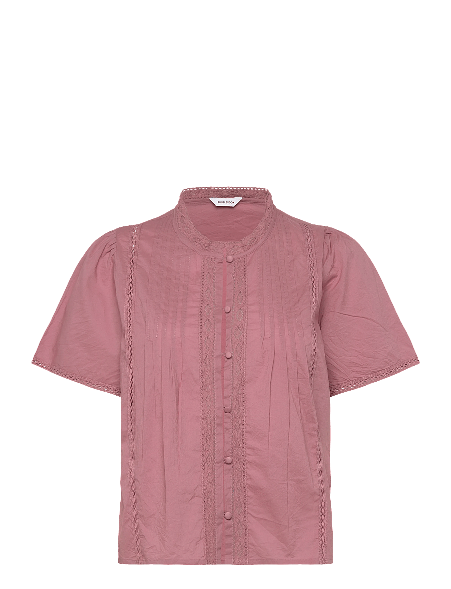 Bubbleroom - Pleated Detail Blouse - kurzärmelige blusen - dusty pink - 1