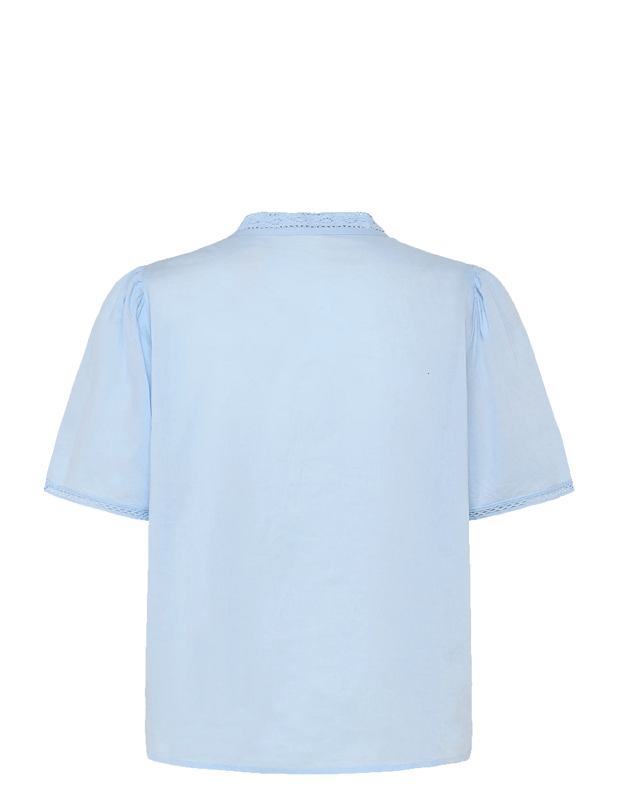 Bubbleroom - Pleated Detail Blouse - lühikeste varrukatega pluusid - light blue - 2