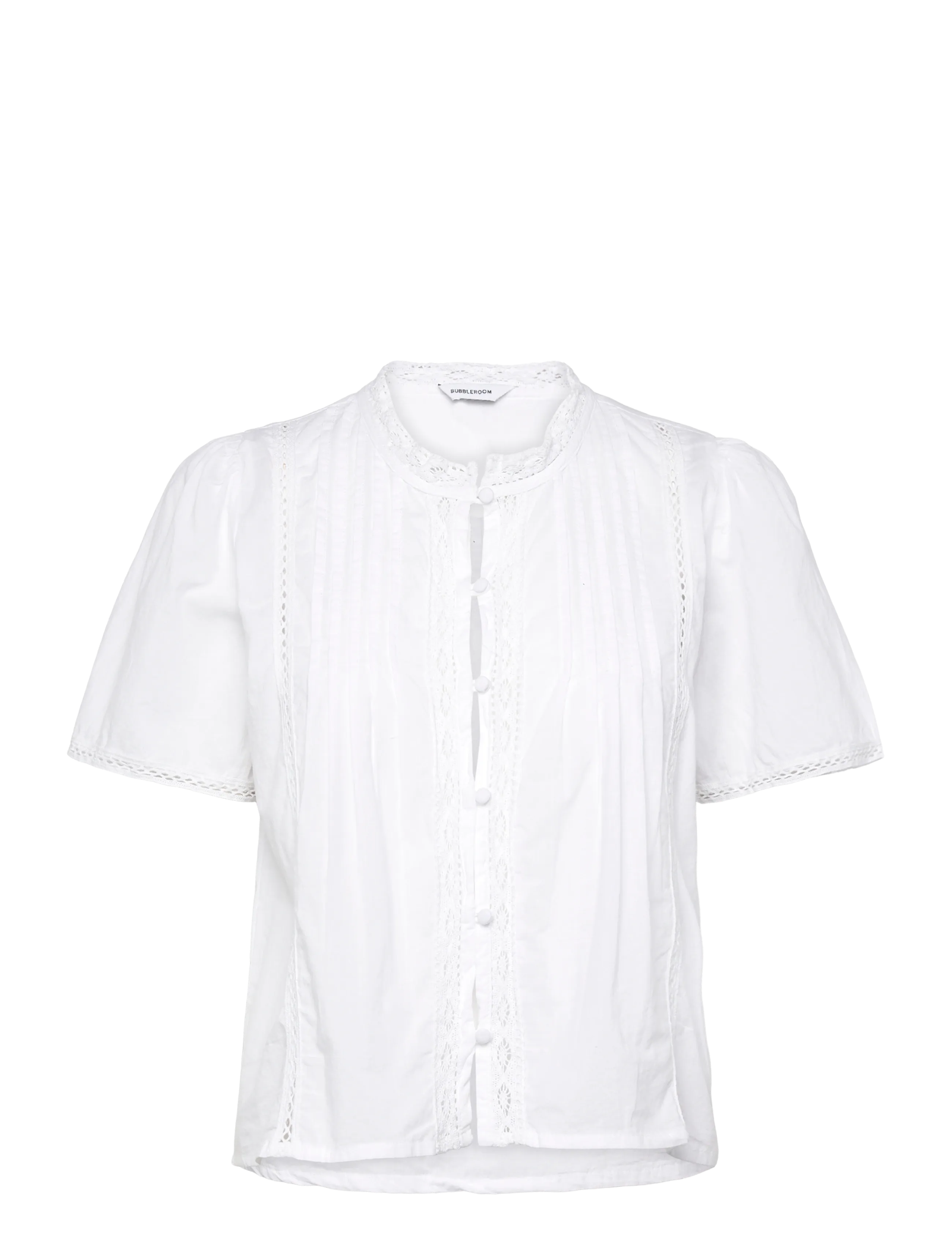 BUBBLEROOM Pleated Detail Bluse Weiß - M - Damen