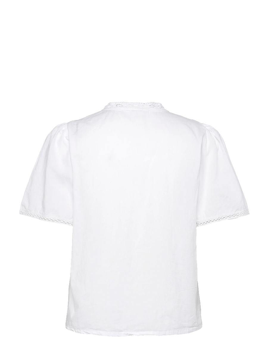 Bubbleroom - Pleated Detail Blouse - kurzärmelige blusen - white - 2