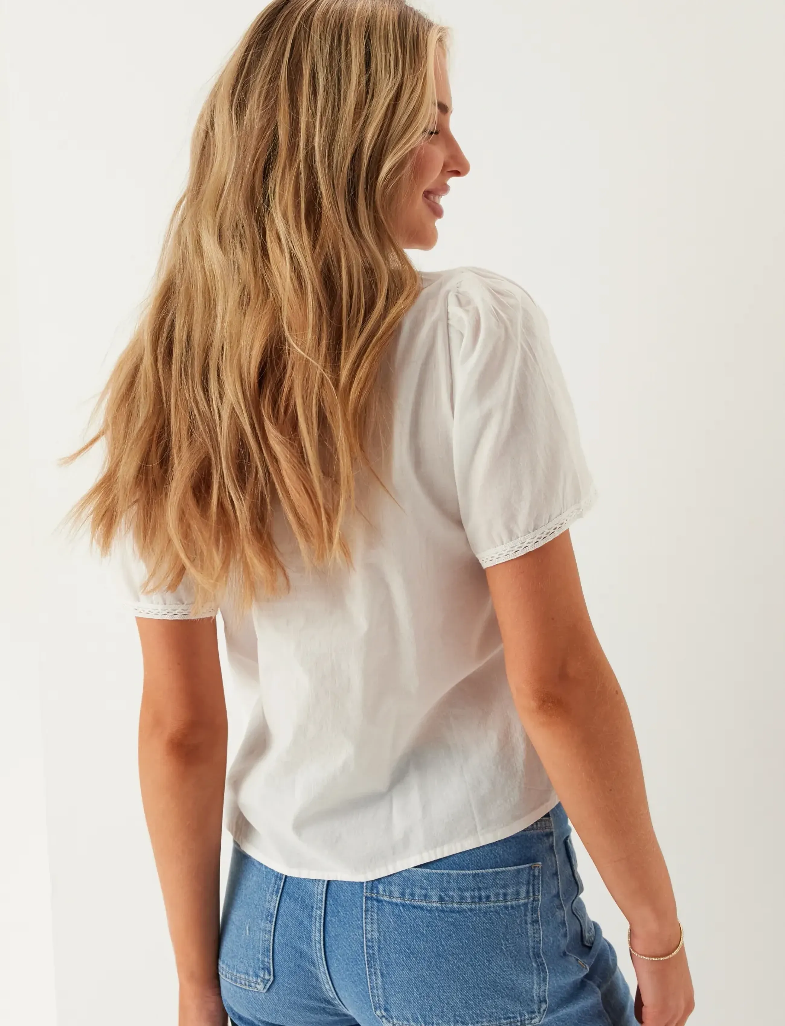 Bubbleroom - Pleated Detail Blouse - lühikeste varrukatega pluusid - white - 5