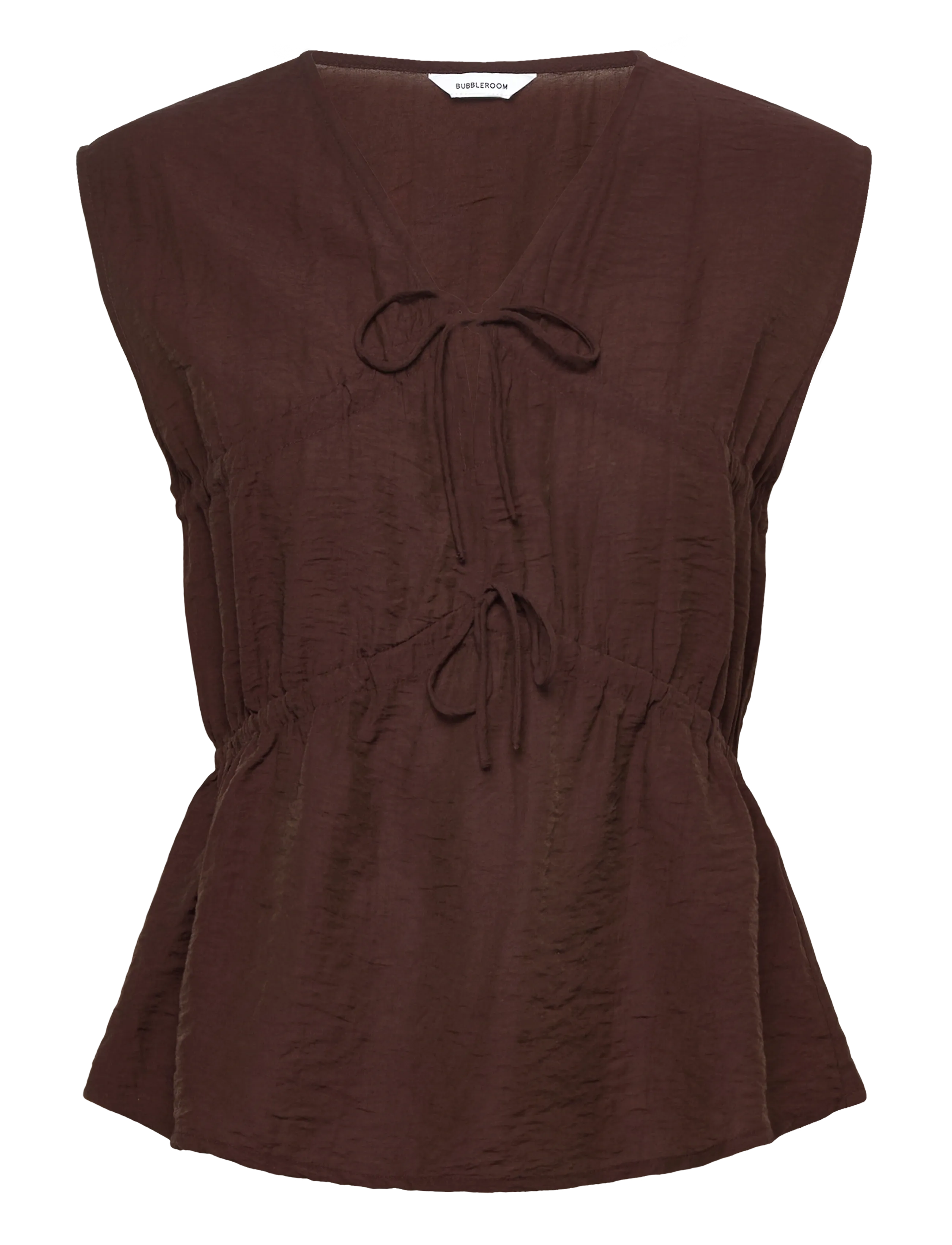 Bubbleroom Viscose Tie Detail Blouse - Swedish brands - BROWN / brown