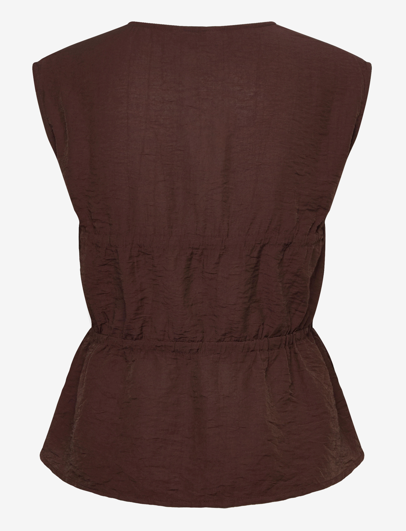 Bubbleroom - Viscose Tie Detail Blouse - Ærmeløse bluser - brown - 2