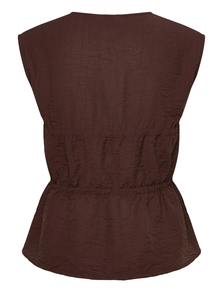 Bubbleroom - Viscose Tie Detail Blouse - hihattomat puserot - brown - 2