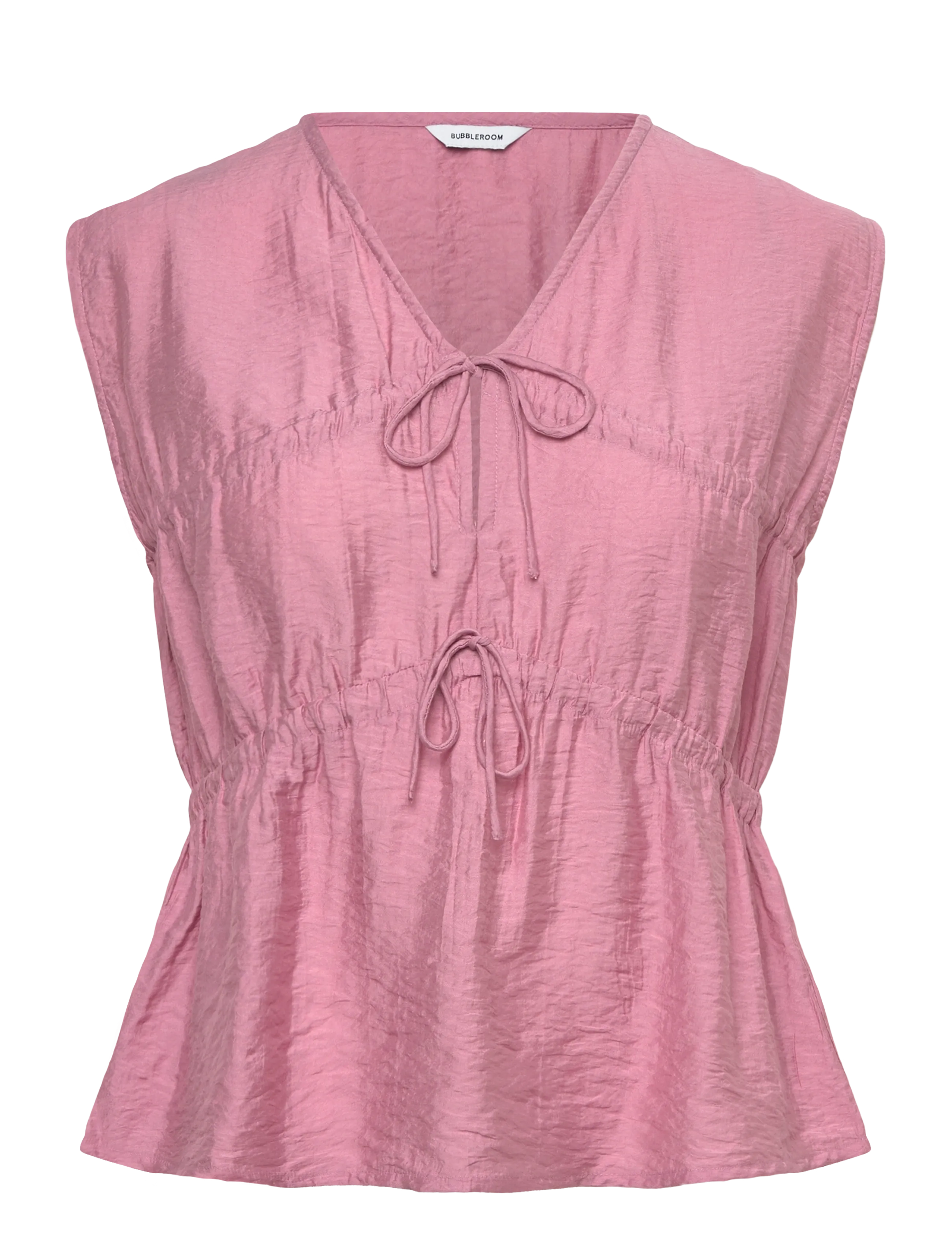 BUBBLEROOM Viscose Tie Detail Bluse Pink - S - Damen