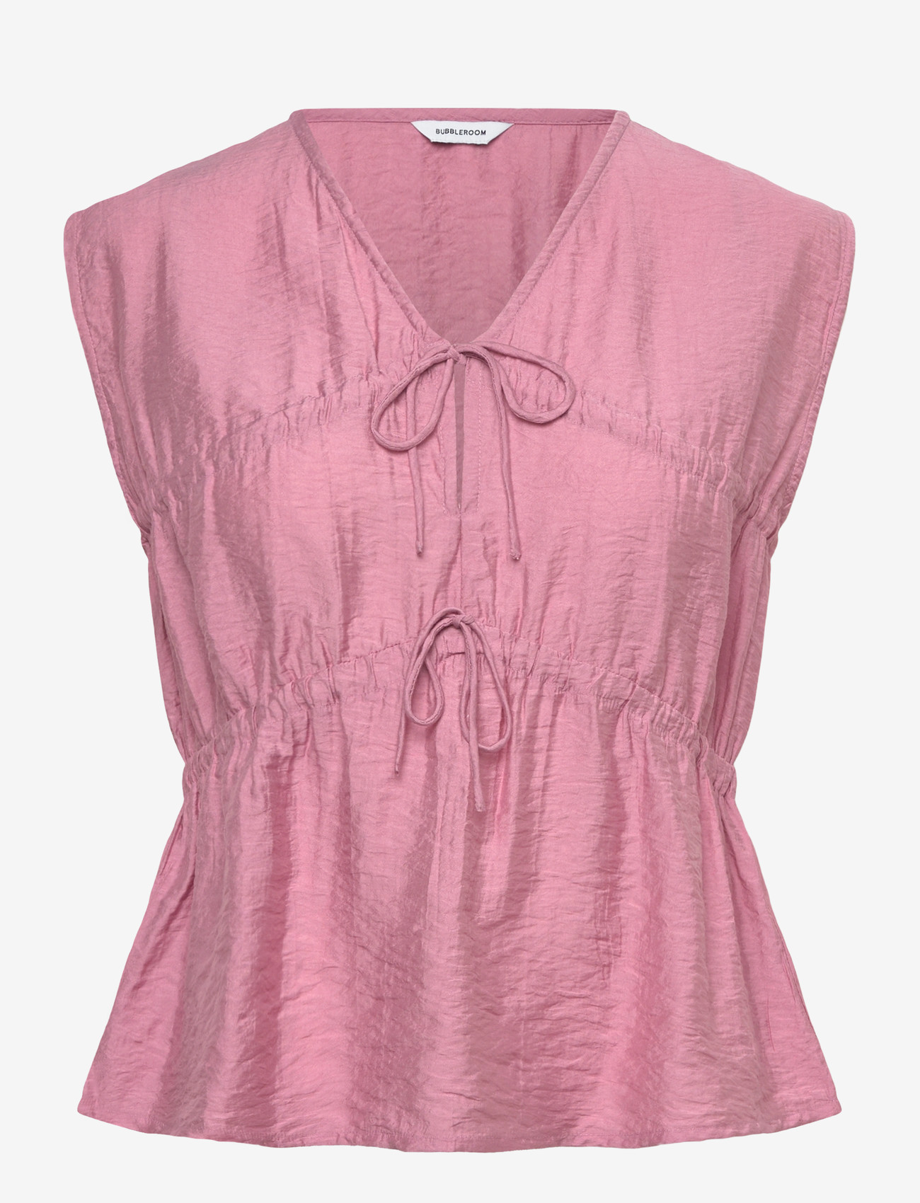 Bubbleroom - Viscose Tie Detail Blouse - Ærmeløse bluser - pink - 1