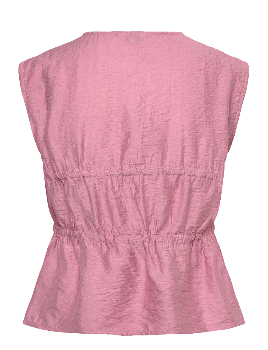 Bubbleroom - Viscose Tie Detail Blouse - Ärmlösa blusar - pink - 2