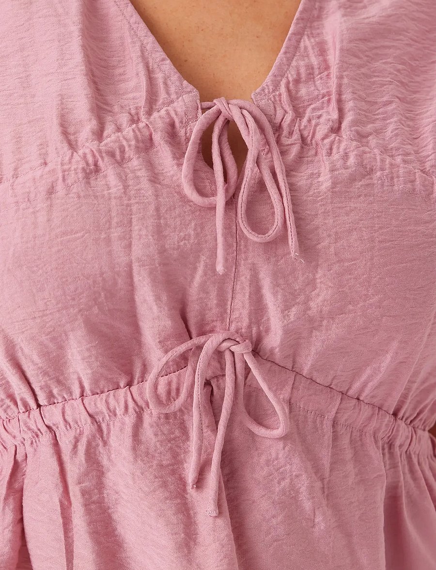 Bubbleroom - Viscose Tie Detail Blouse - Ärmlösa blusar - pink - 4