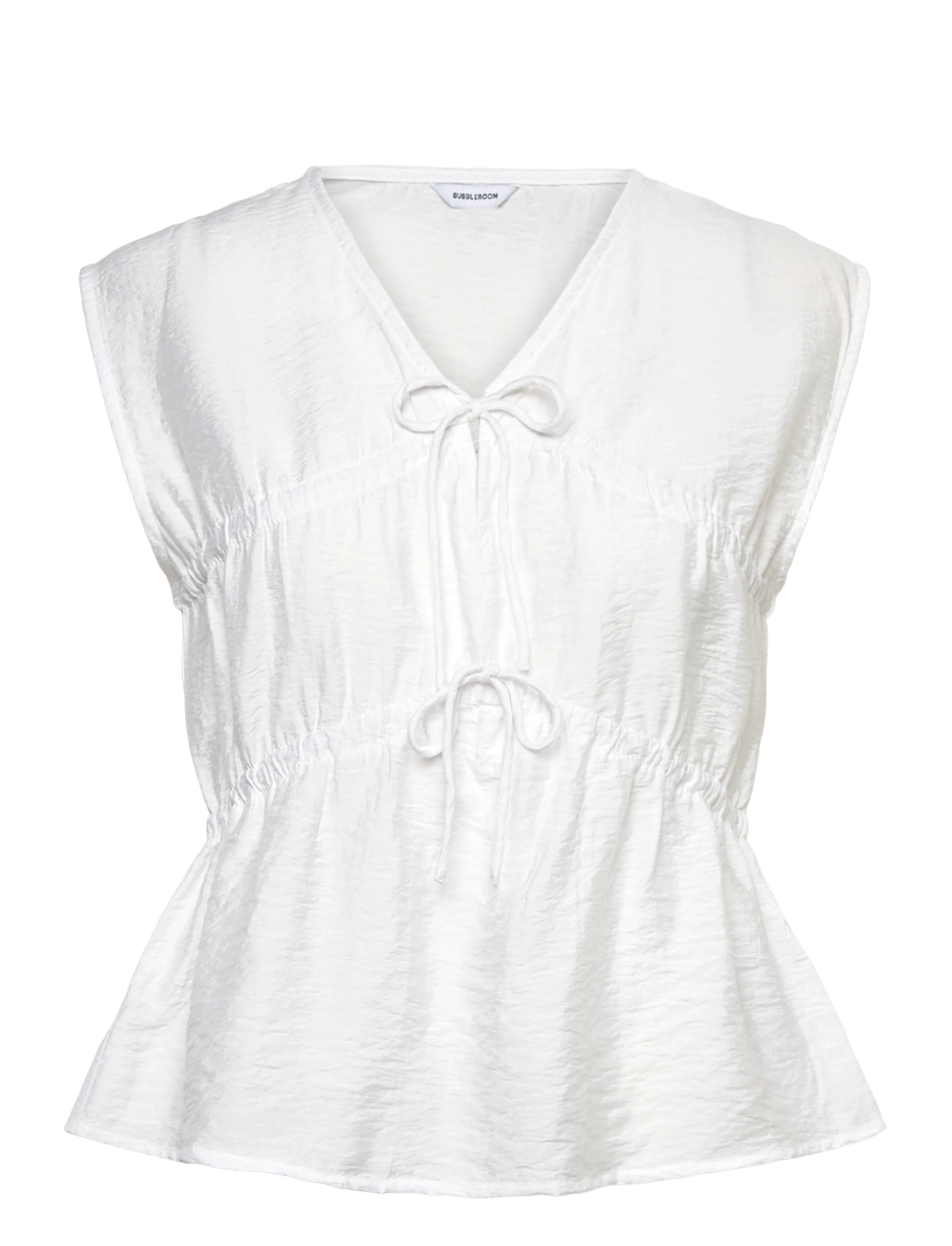 BUBBLEROOM Viscose Tie Detail Bluse Weiß - XL - Damen