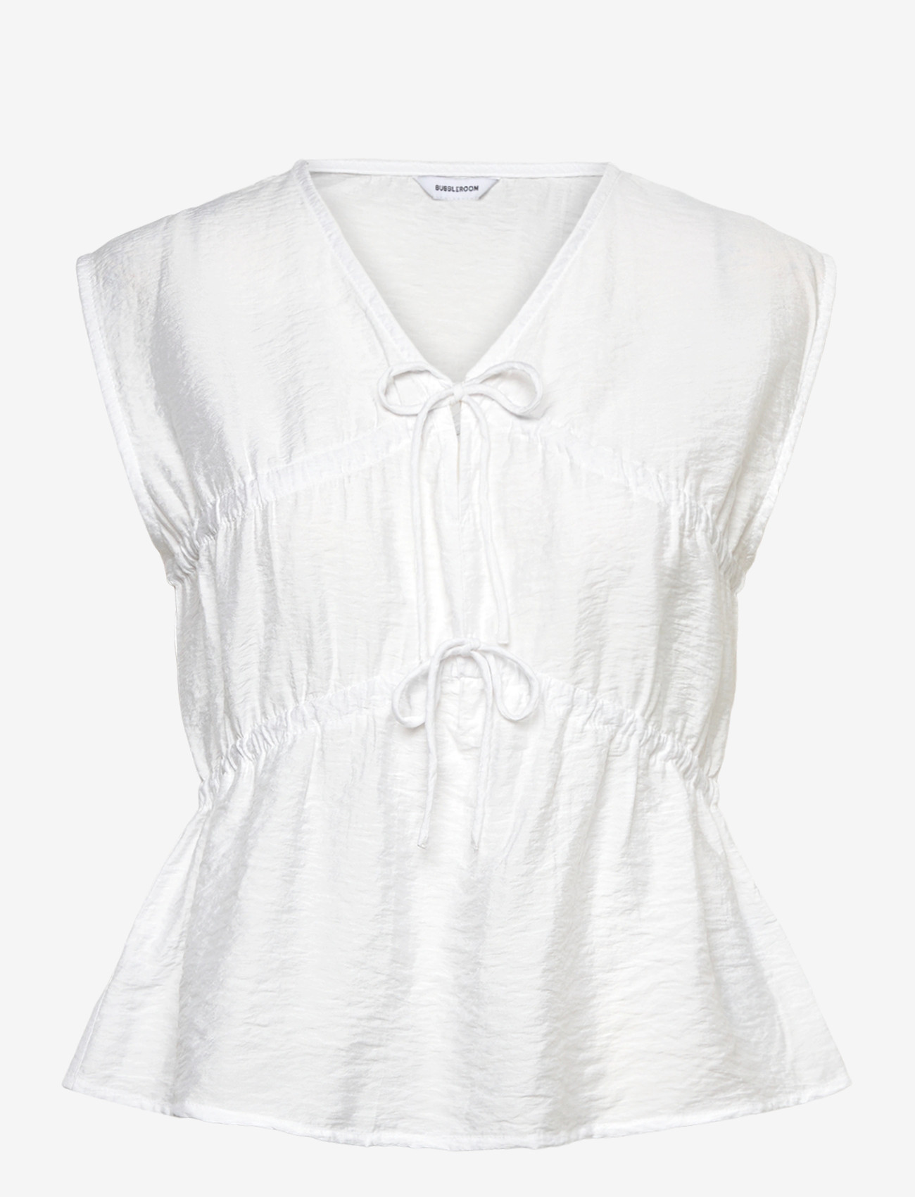 Bubbleroom - Viscose Tie Detail Blouse - Ærmeløse bluser - white - 1