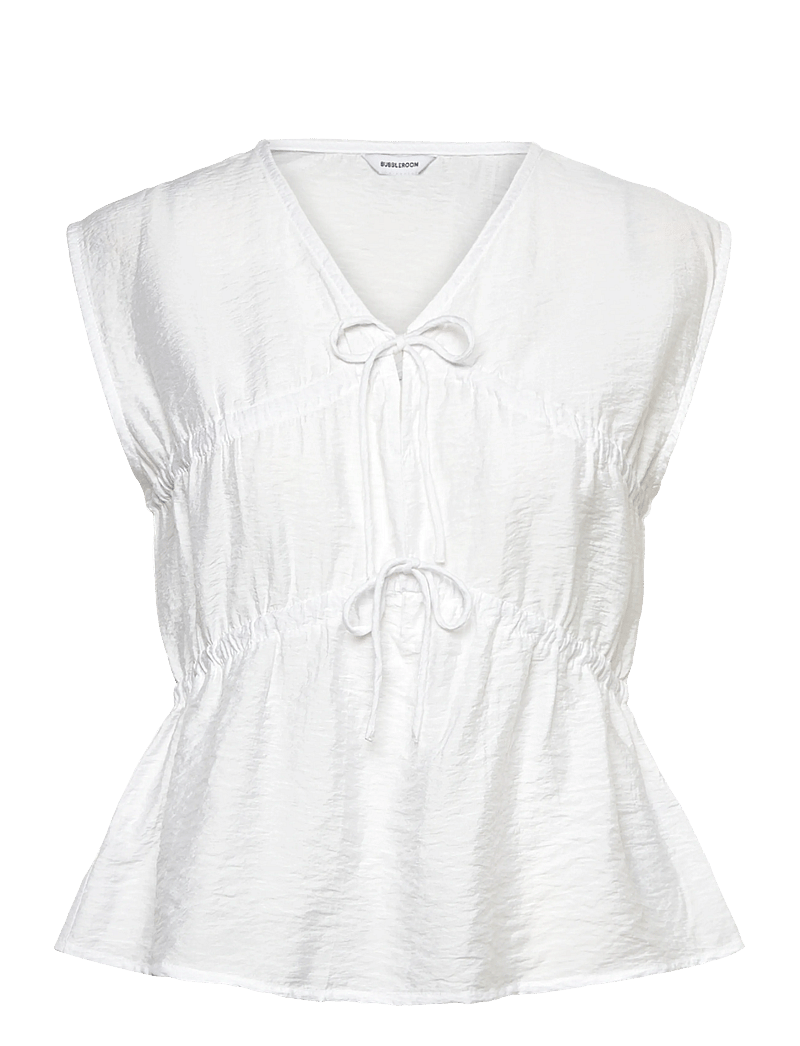 Bubbleroom - Viscose Tie Detail Blouse - Ærmeløse bluser - white - 1