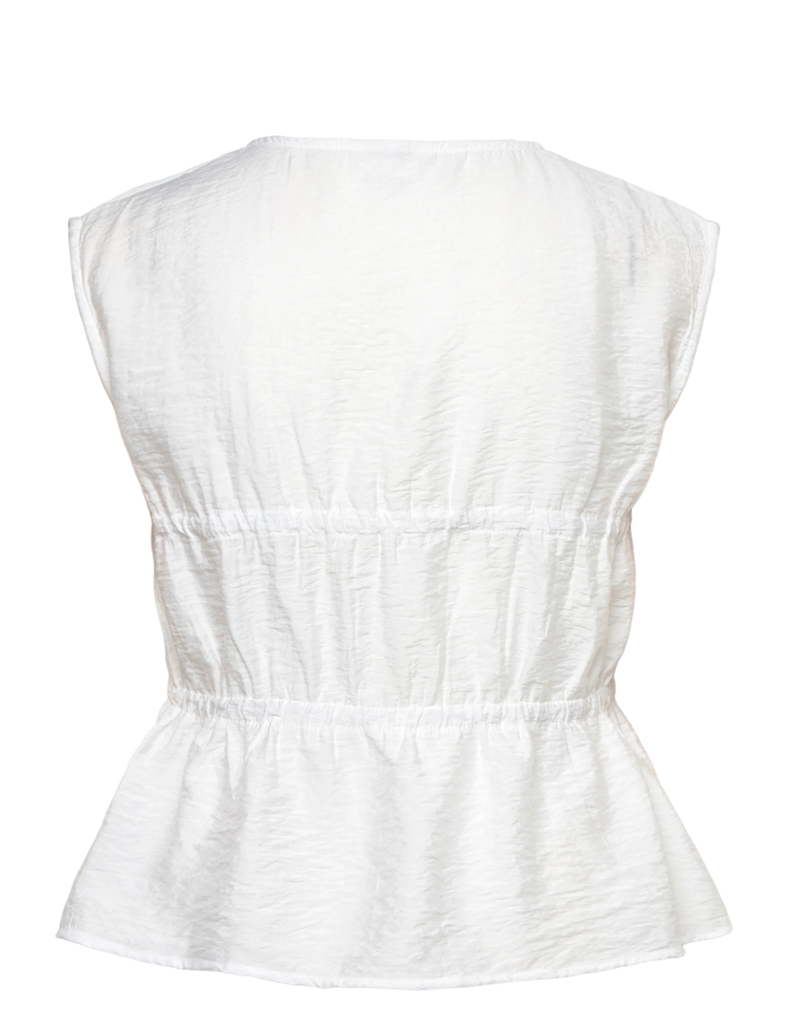 Bubbleroom - Viscose Tie Detail Blouse - Ärmlösa blusar - white - 2