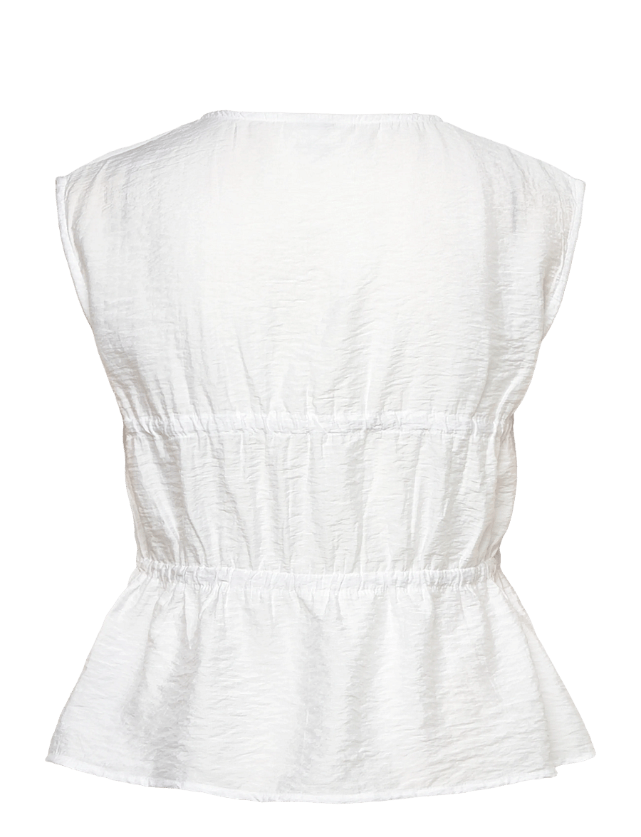 Bubbleroom - Viscose Tie Detail Blouse - Ärmlösa blusar - white - 2