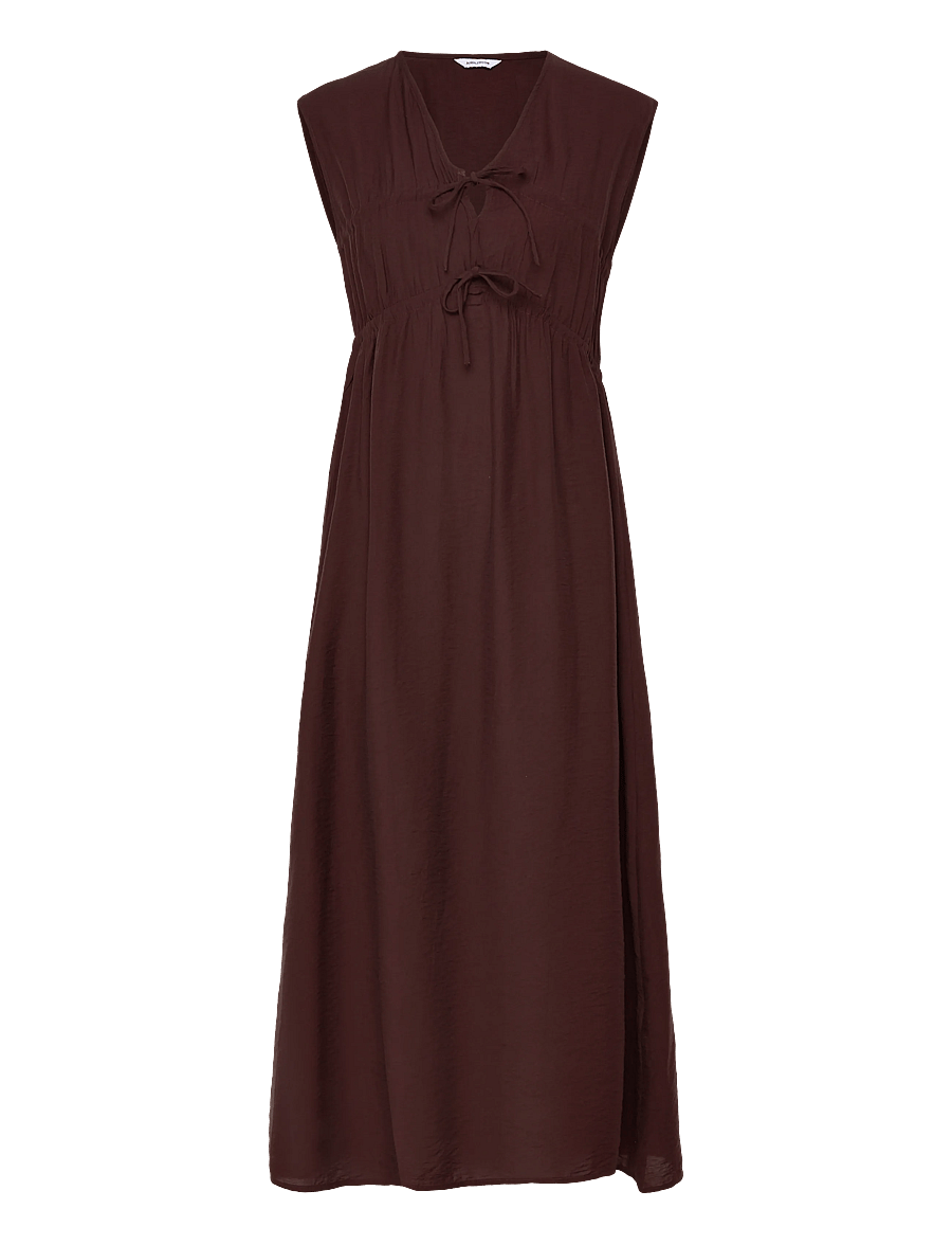 Bubbleroom - Viscose Tie Detail Dress - maxikleider - brown - 1