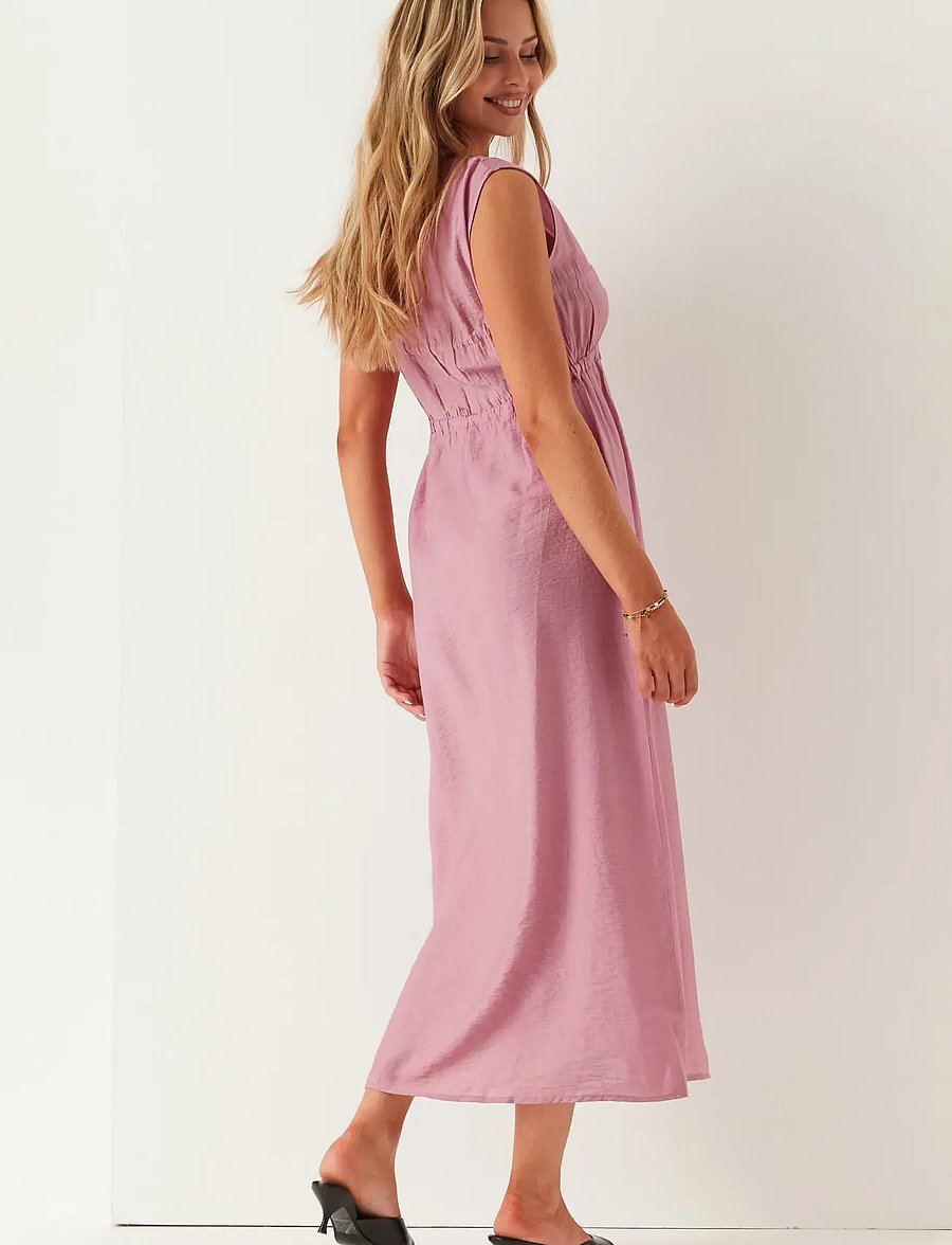 Bubbleroom - Viscose Tie Detail Dress - maxikleider - pink - 5