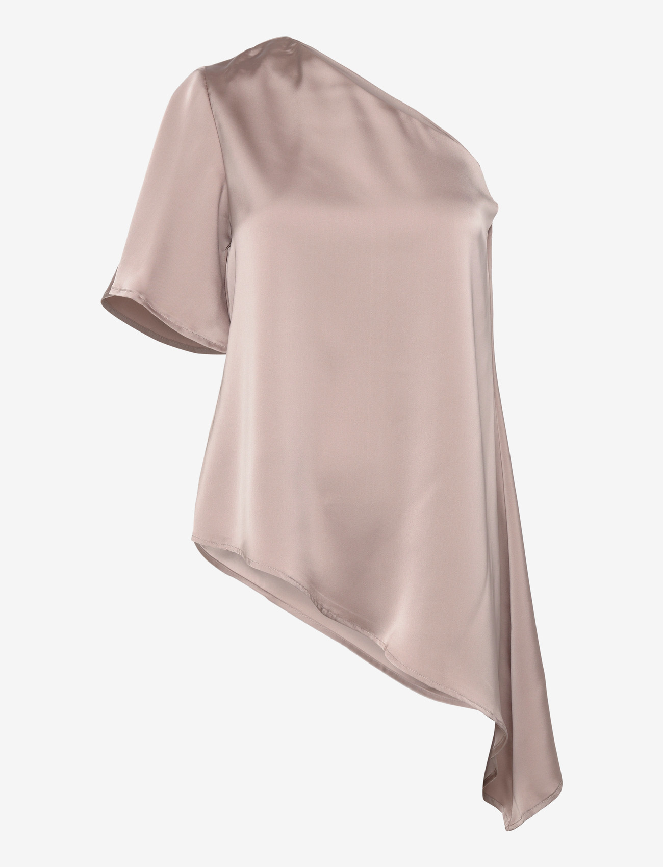 Bubbleroom - Asymmetric Satin Blouse - kurzämlige blusen - light nougat - 1
