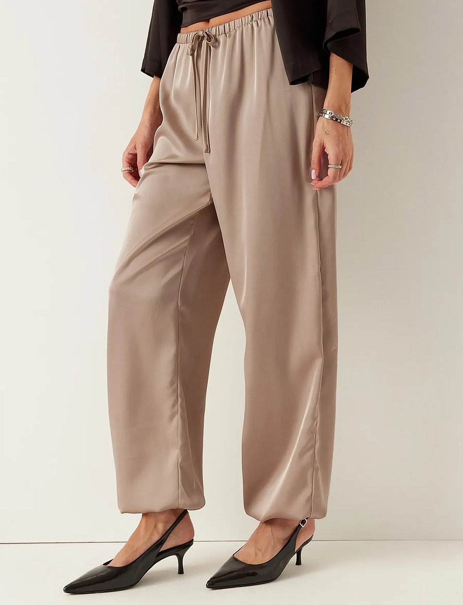Bubbleroom - Satin Balloon Trousers - barrelbyxor - light nougat - 3