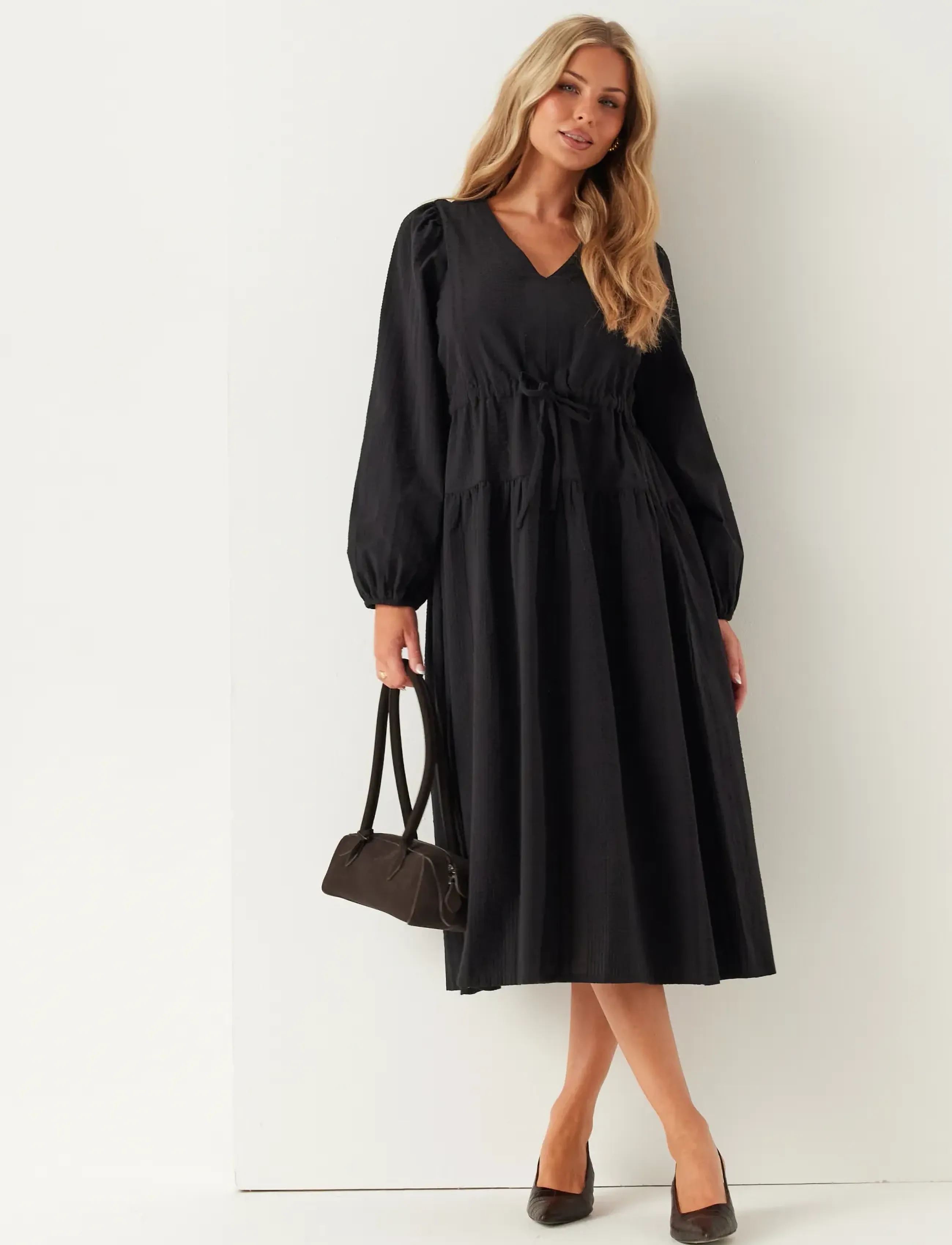 Bubbleroom Cotton Dress, XS, Dresses, Schwarz - Maxi Frauen