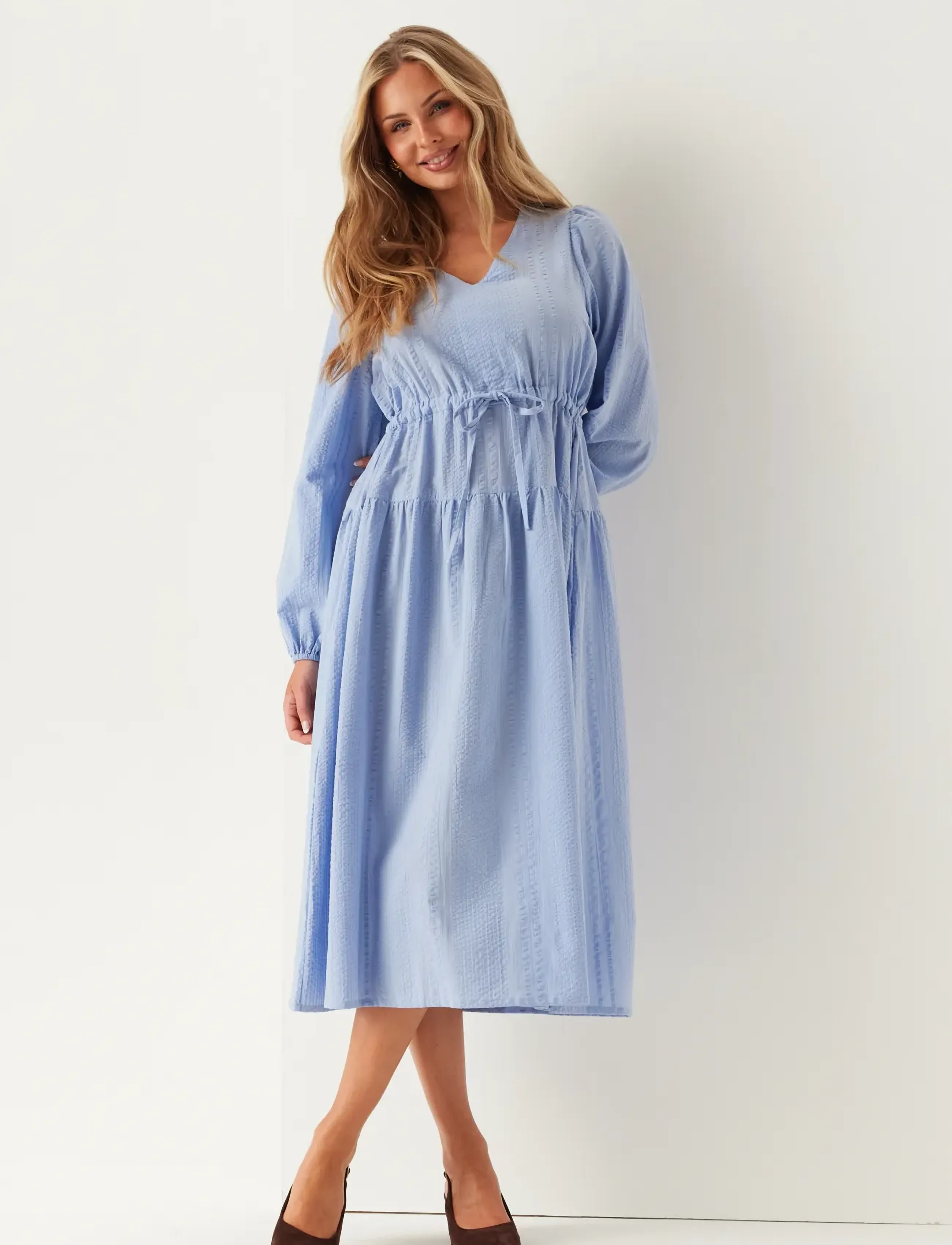 Bubbleroom Cotton Dress, S, Dresses, Blau - Maxi Frauen