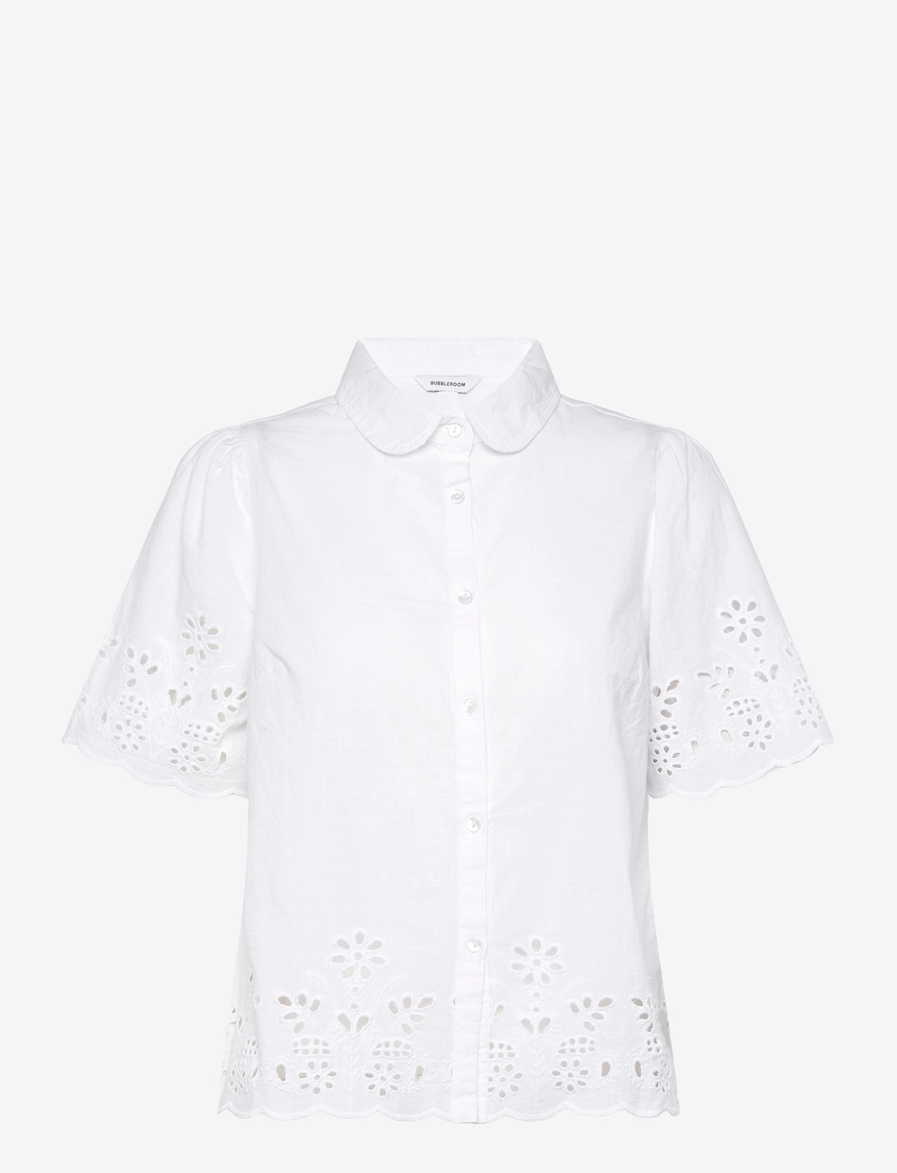 Bubbleroom - Embroidered Shirt - kortärmade skjortor - white - 1