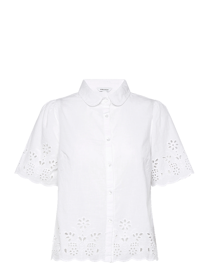 Bubbleroom - Embroidered Shirt - kurzärmlige hemden - white - 1