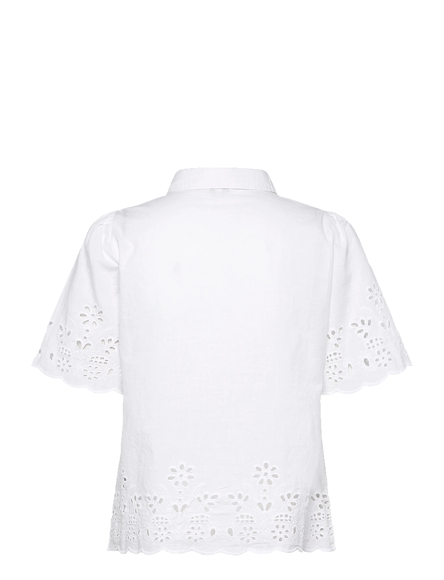 Bubbleroom - Embroidered Shirt - kurzärmlige hemden - white - 2