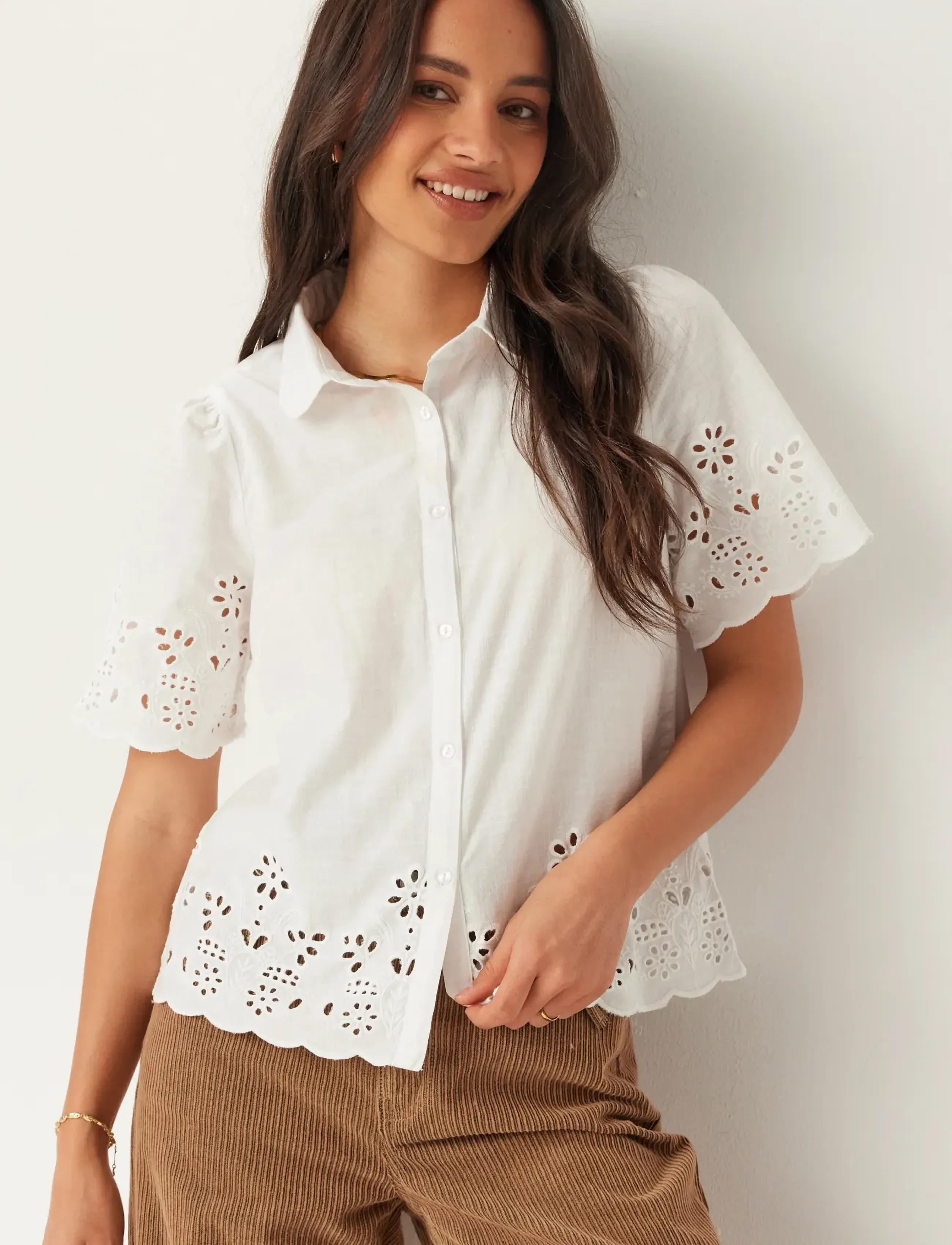 Bubbleroom - Embroidered Shirt - kortärmade skjortor - white - 3