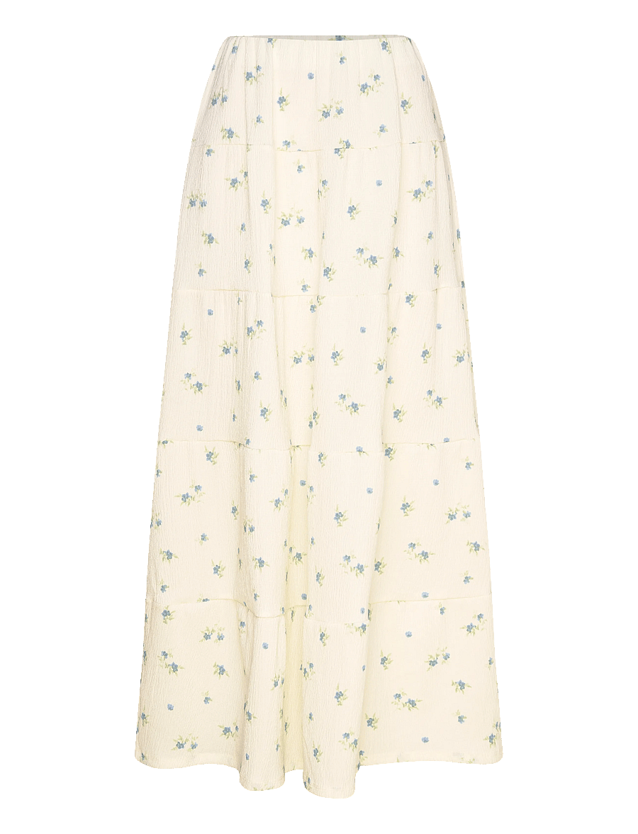 Bubbleroom - Flounce Maxi Skirt - maksiseelikud - blue/floral - 1