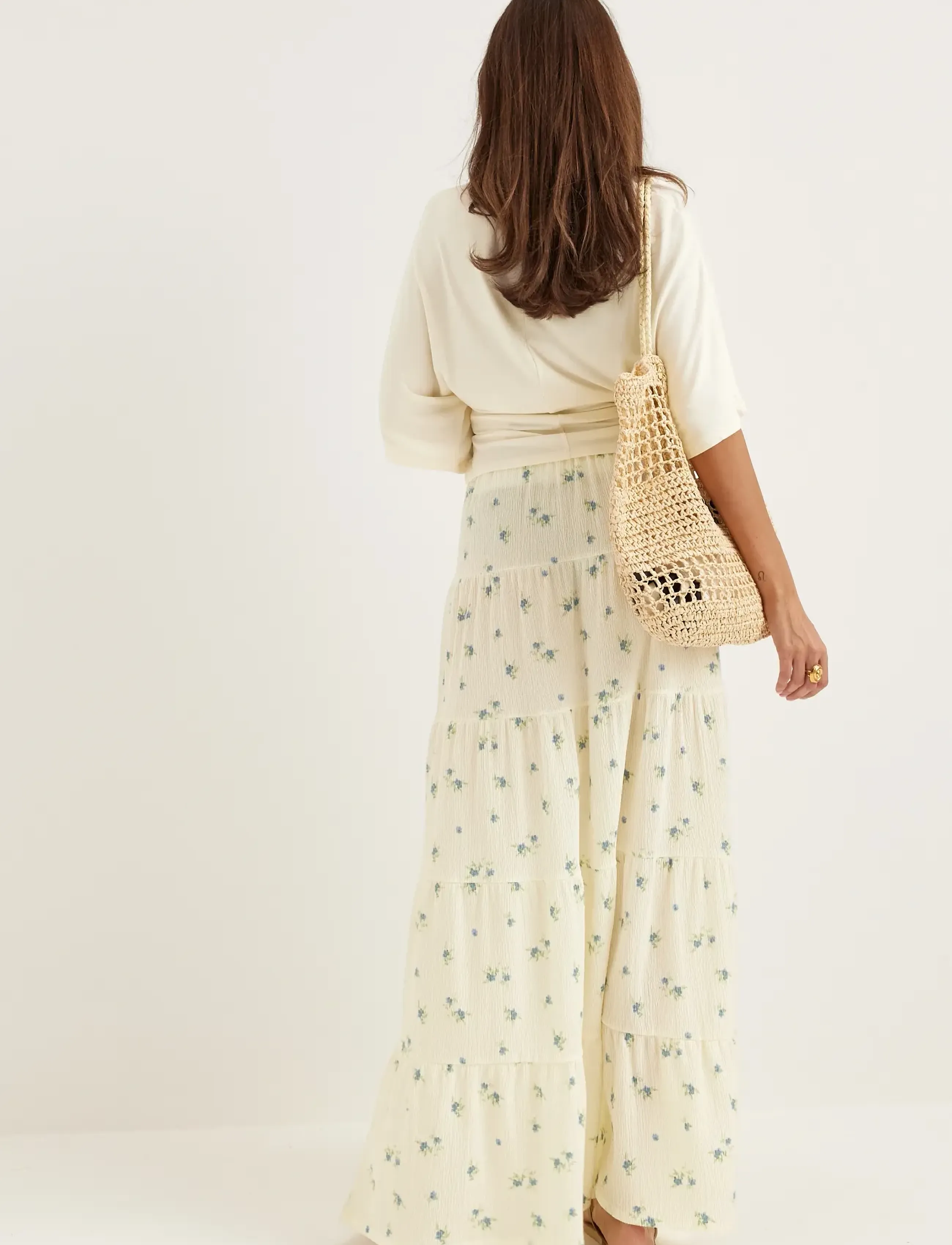 Bubbleroom - Flounce Maxi Skirt - maxikjolar - blue/floral - 3